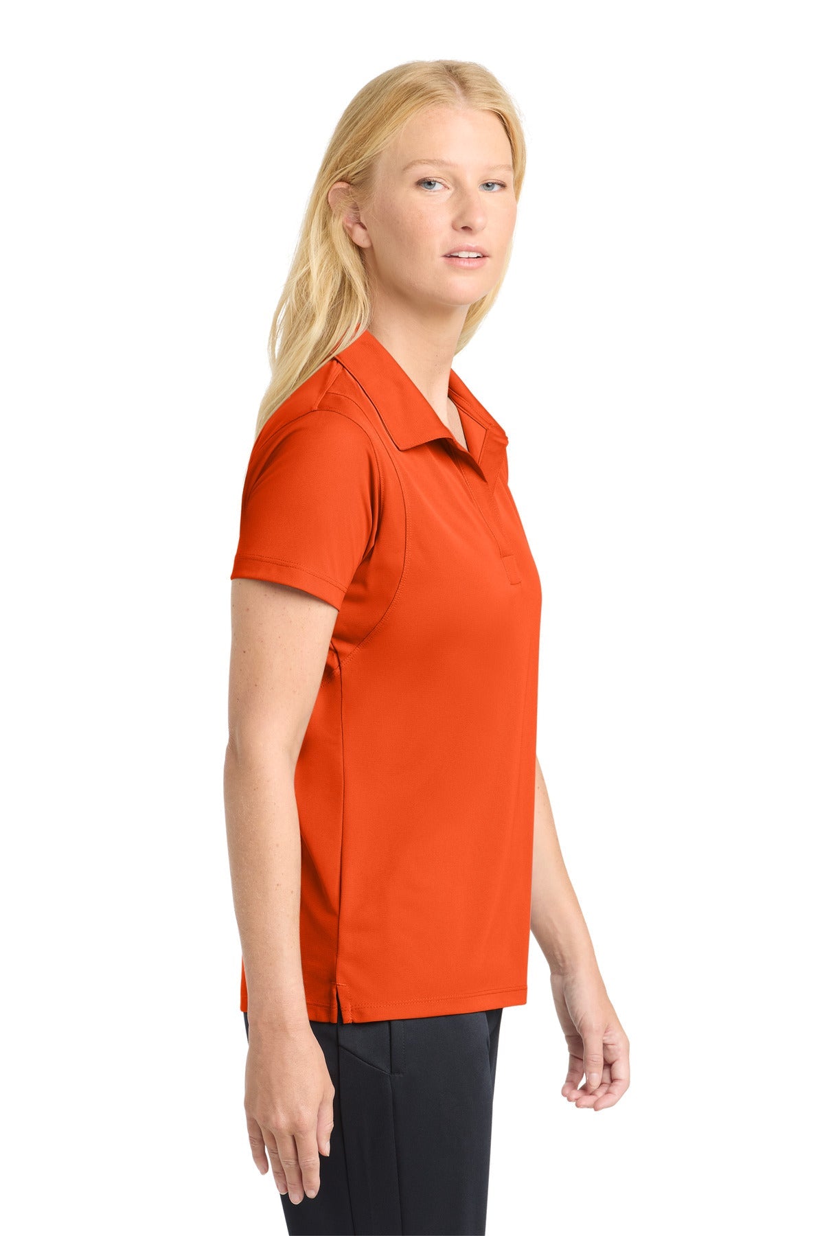 Deep Orange Sport-Tek Women's Micropique Sport-Wick Polo. LST650