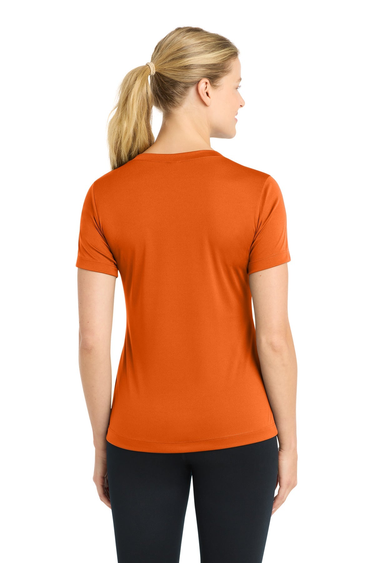 Deep Orange Sport-Tek Women's PosiCharge Competitor V-Neck Tee. LST353