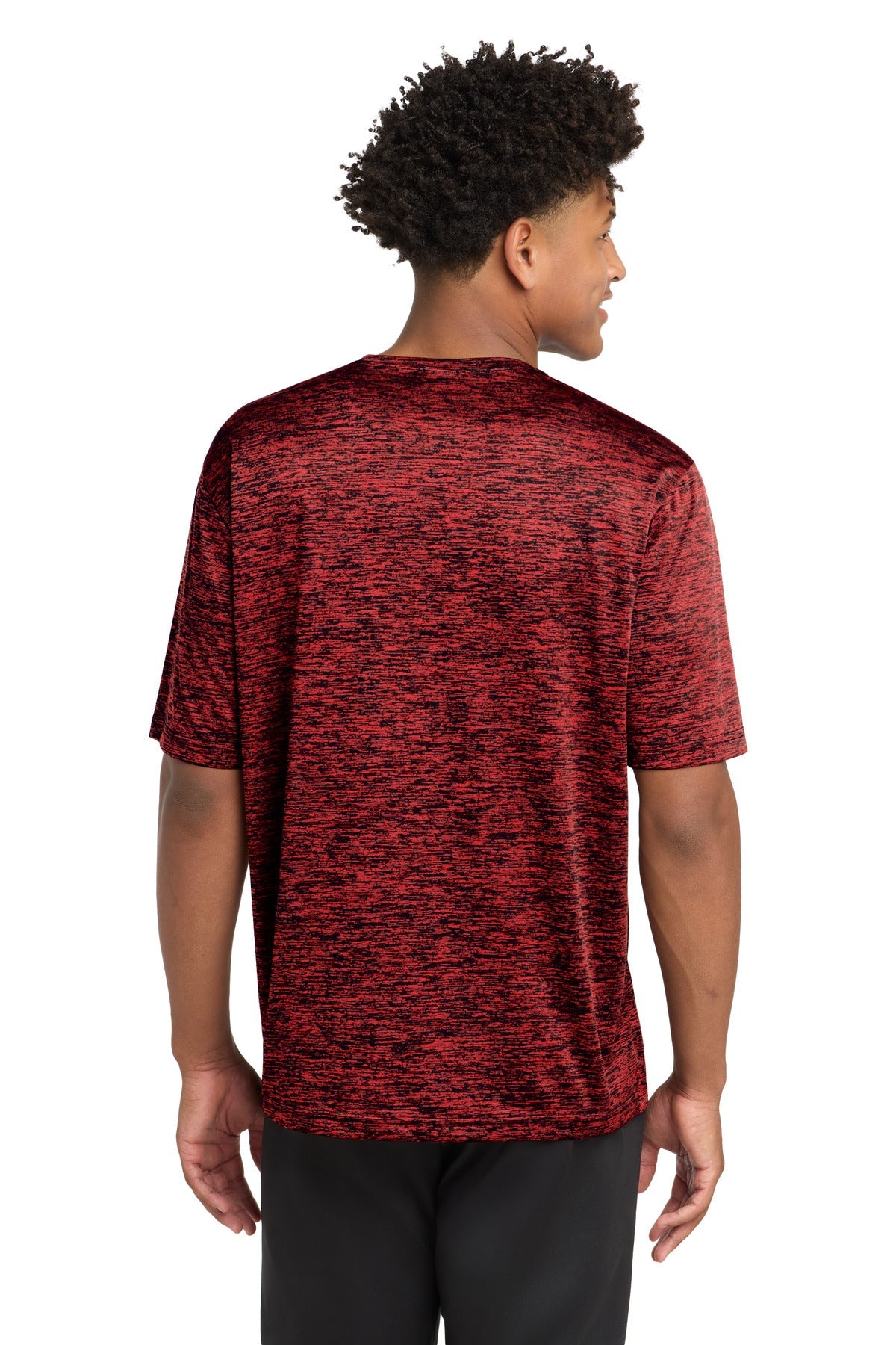 Deep Red-Blk E Sport-Tek PosiCharge Electric Heather Tee. ST390