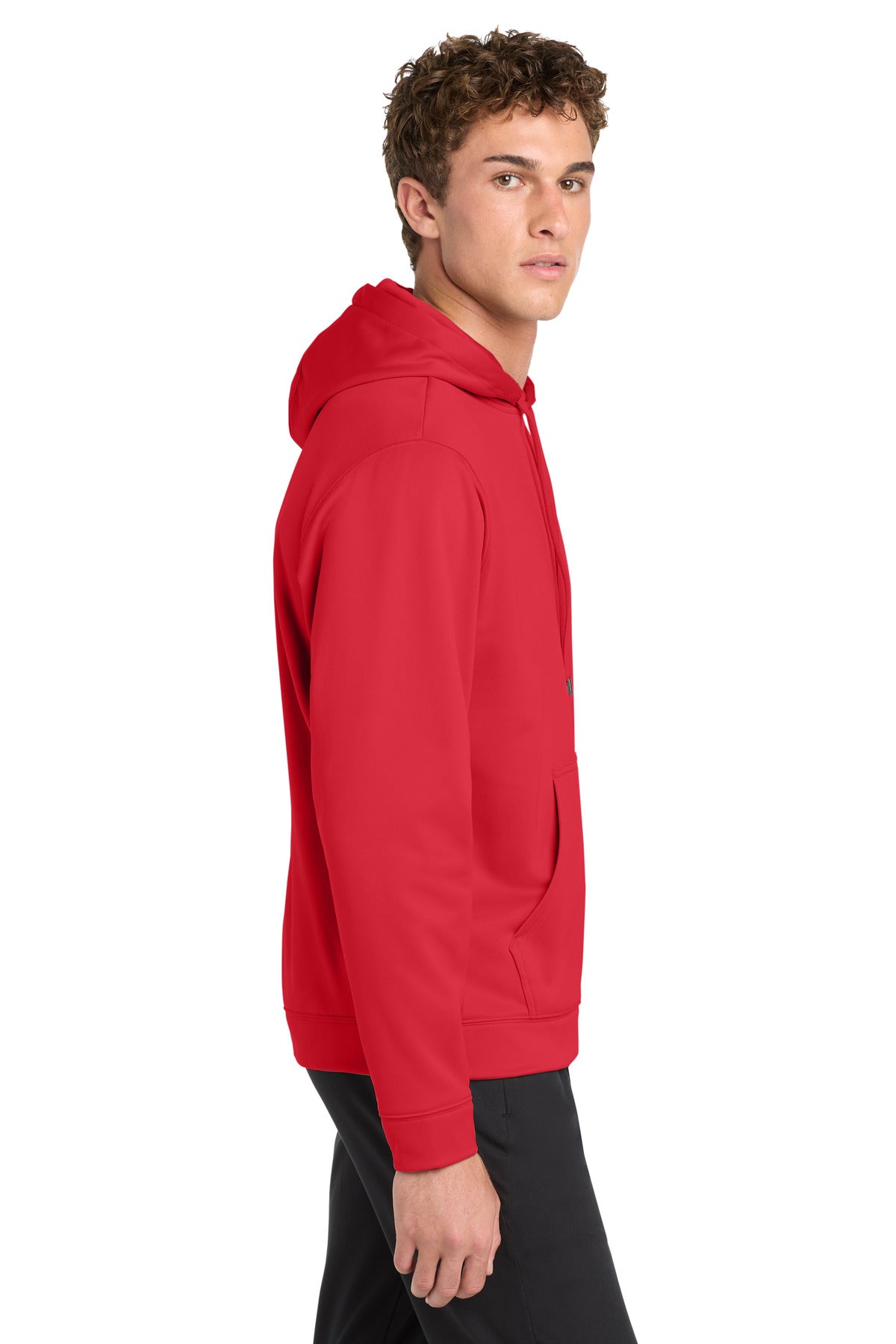 Deep Red Sport-Tek Sport-Wick Fleece Hooded Pullover. F244