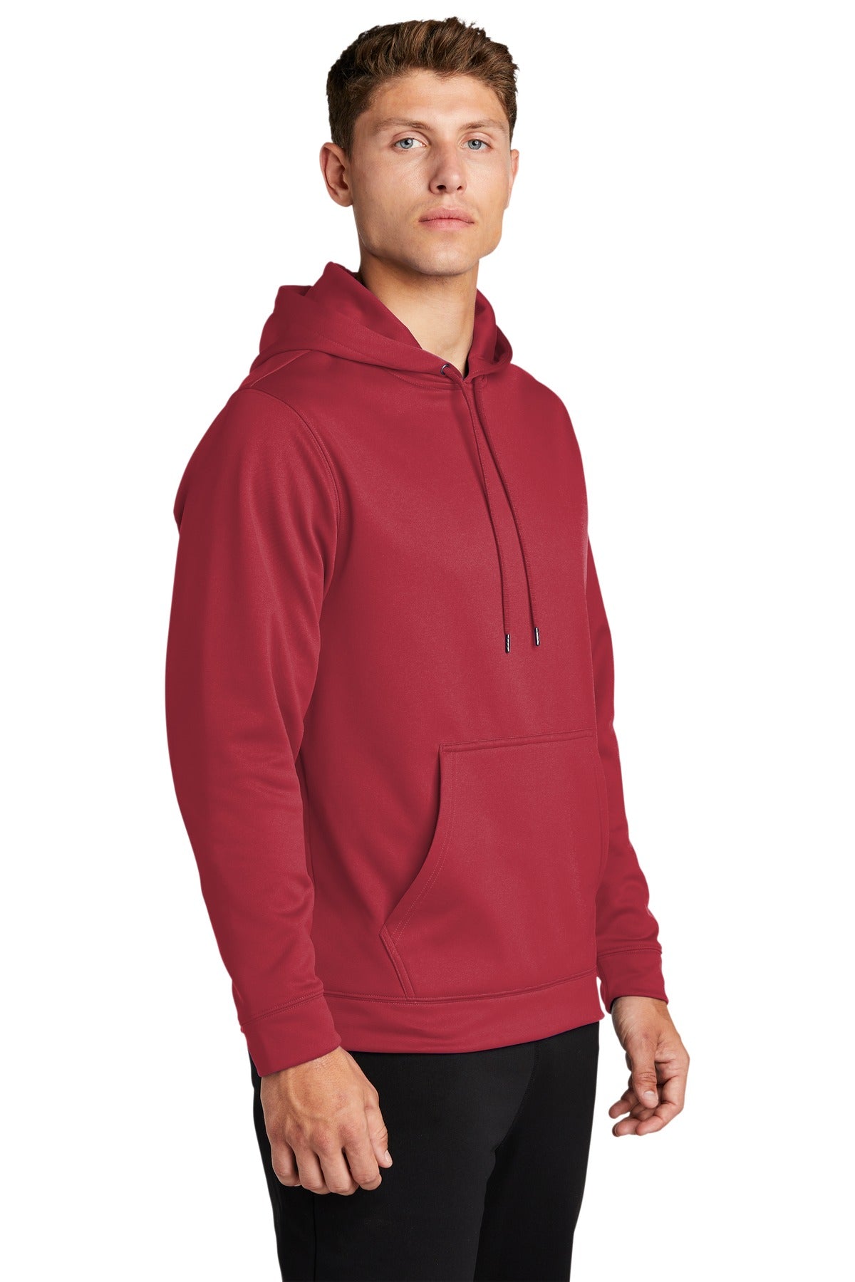 Deep Red Sport-Tek Sport-Wick Fleece Hooded Pullover. F244