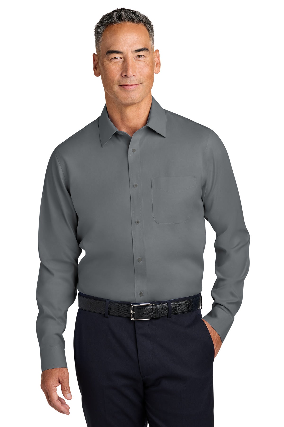 DeepBlack Brooks Brothers Wrinkle-Free Stretch Pinpoint Spread Collar Shirt BB18012
