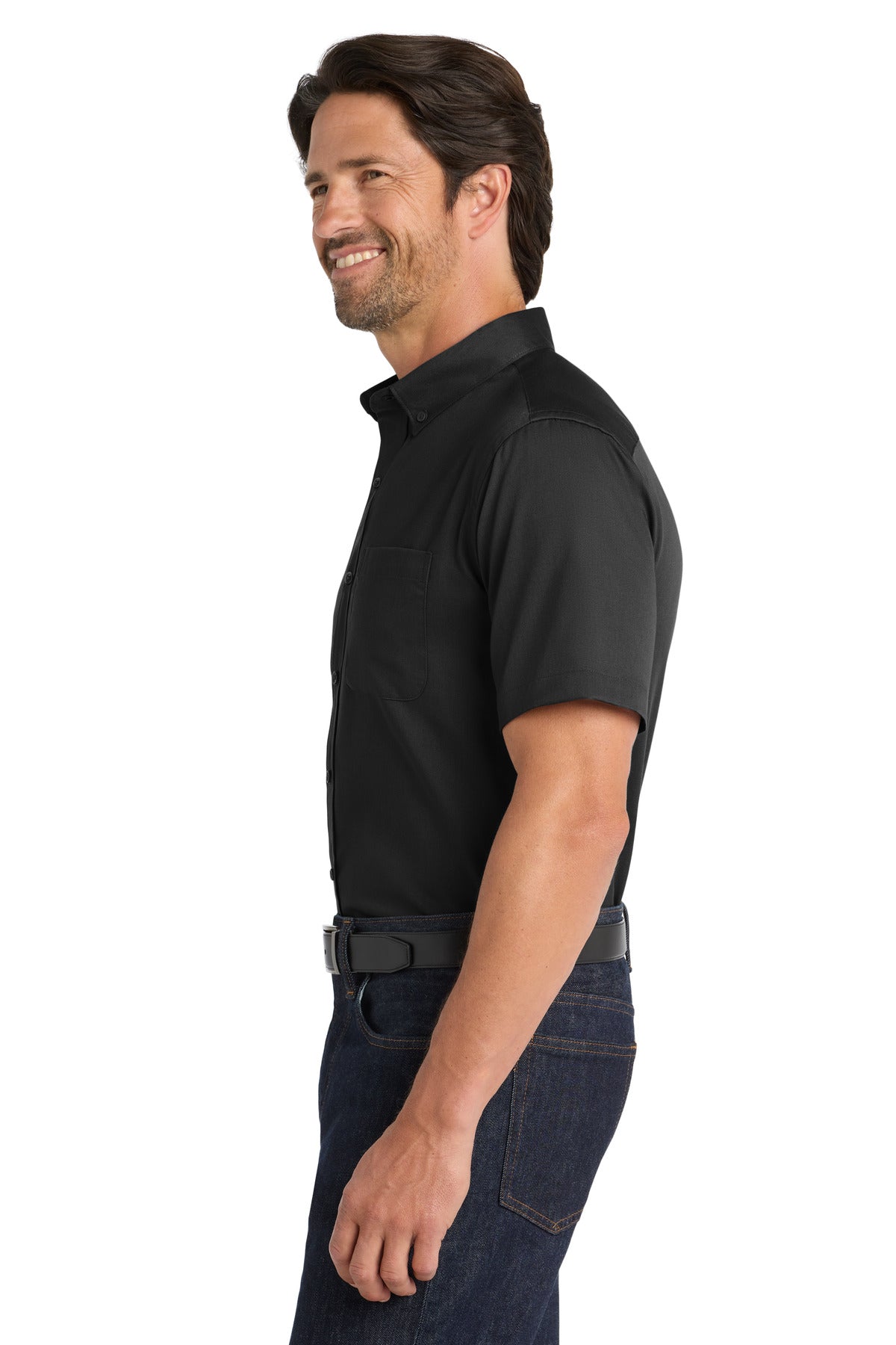 DeepBlack Port Authority Short Sleeve SuperPro React Twill Shirt. W809