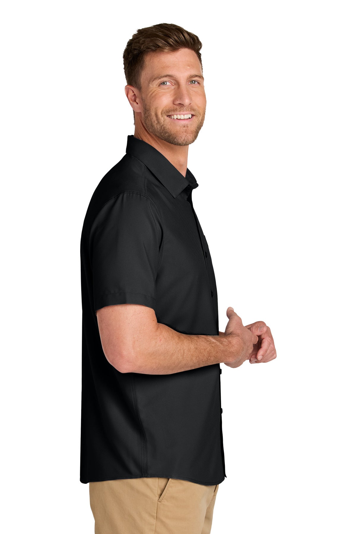 DeepBlack Port Authority Short Sleeve UV Dockside Shirt W963