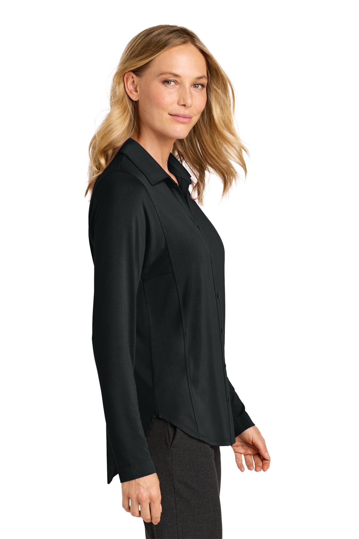 DeepBlack Port Authority Women's Luxe Knit Button Tunic LK5602