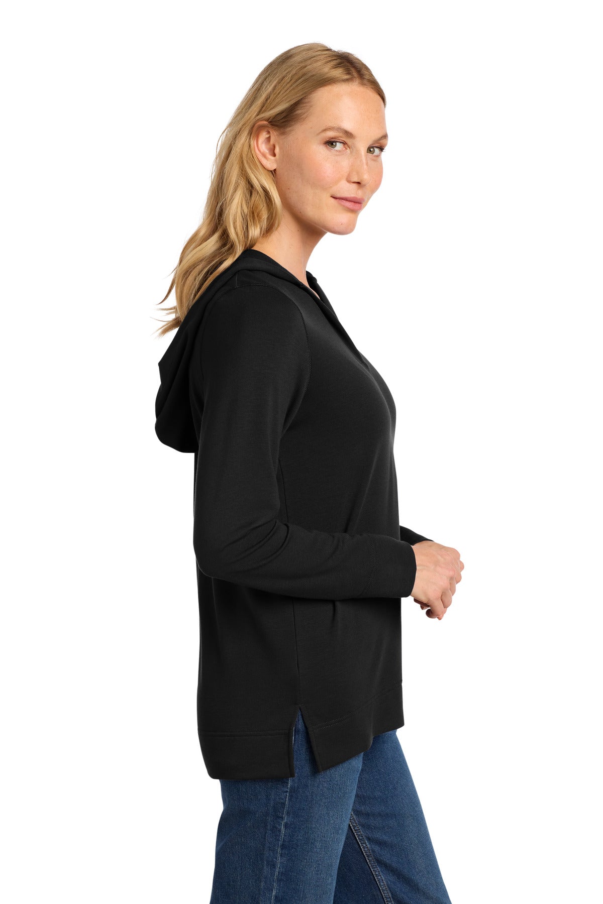 DeepBlack Port Authority Women's Microterry Pullover Hoodie LK826