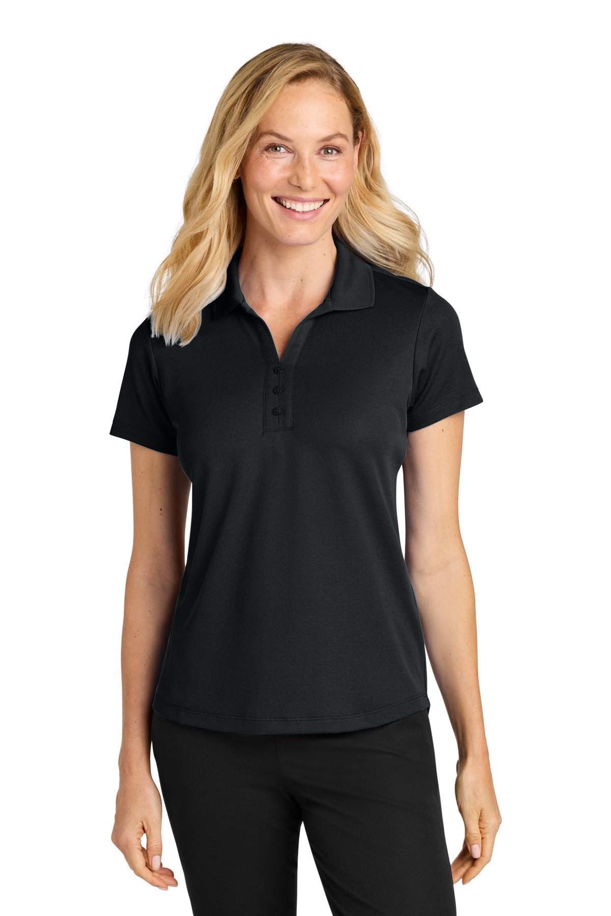 DeepBlack Port Authority Women's Plaited Pique Polo LK620