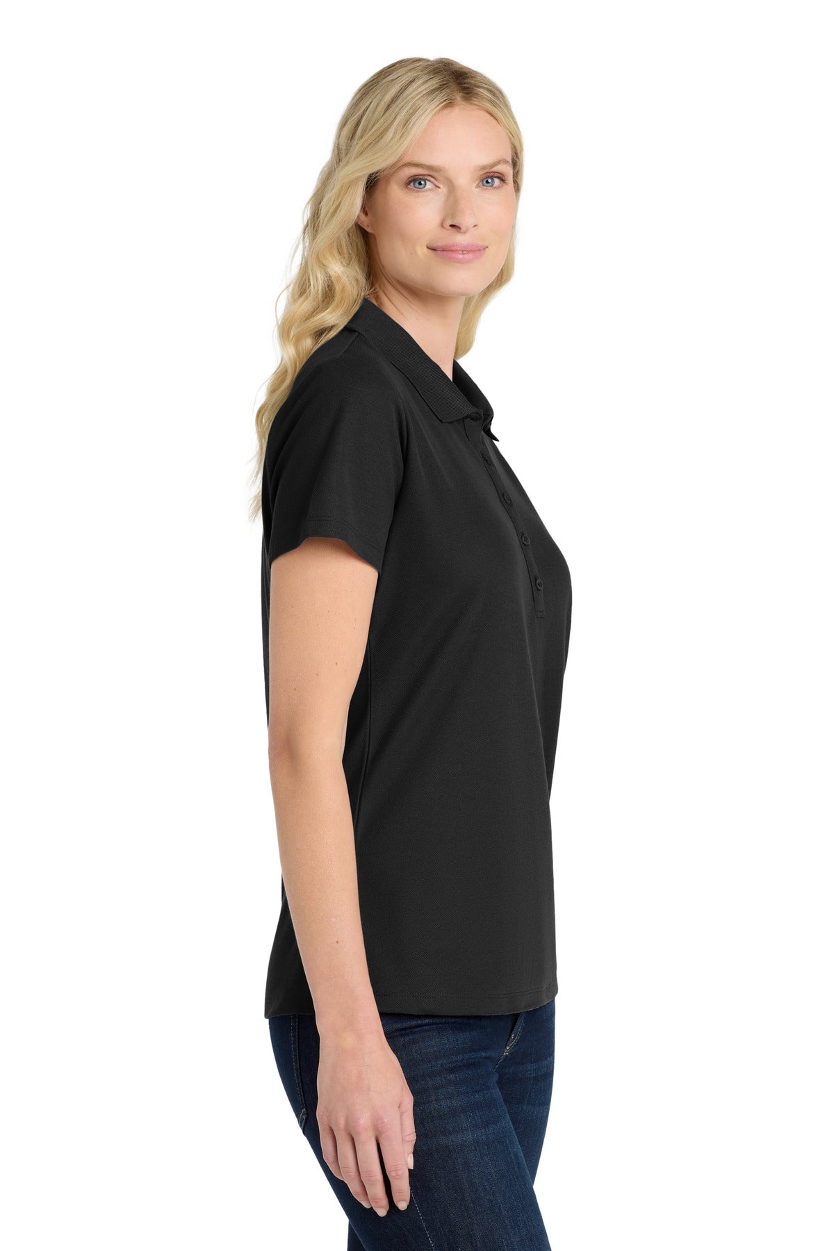 DeepBlack Port Authority Women's SuperPro React Polo. LK810