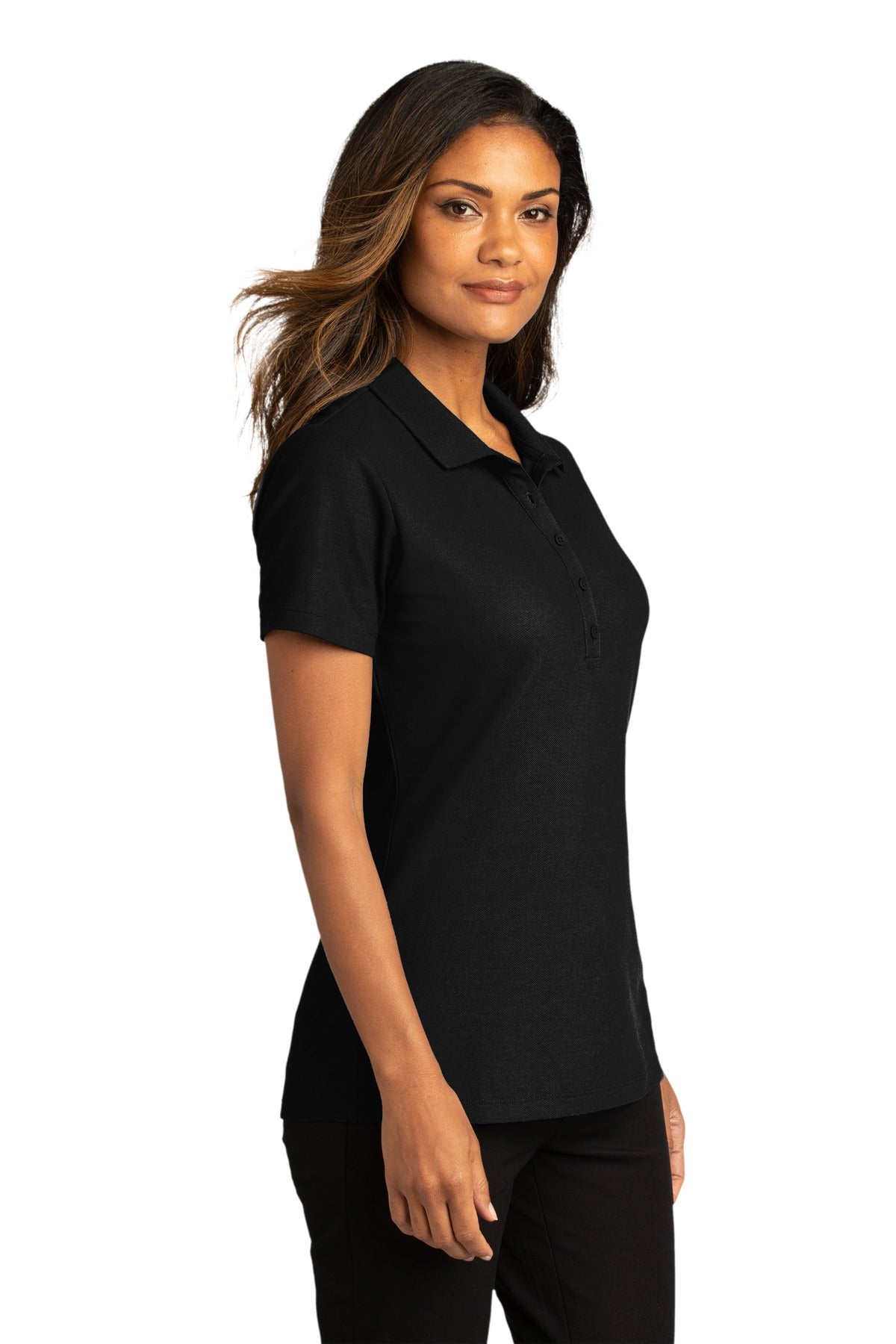 DeepBlack Port Authority Women's SuperPro React Polo. LK810