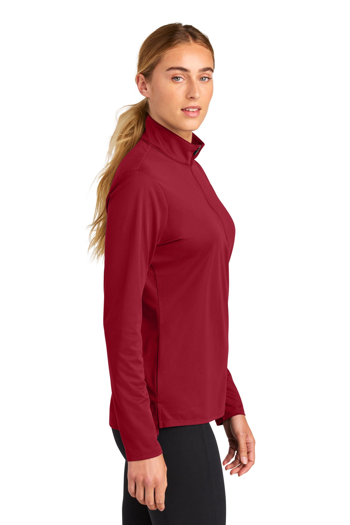 DeepRed Sport-Tek Women's Micropique Sport-Wick 1/4-Zip LST672
