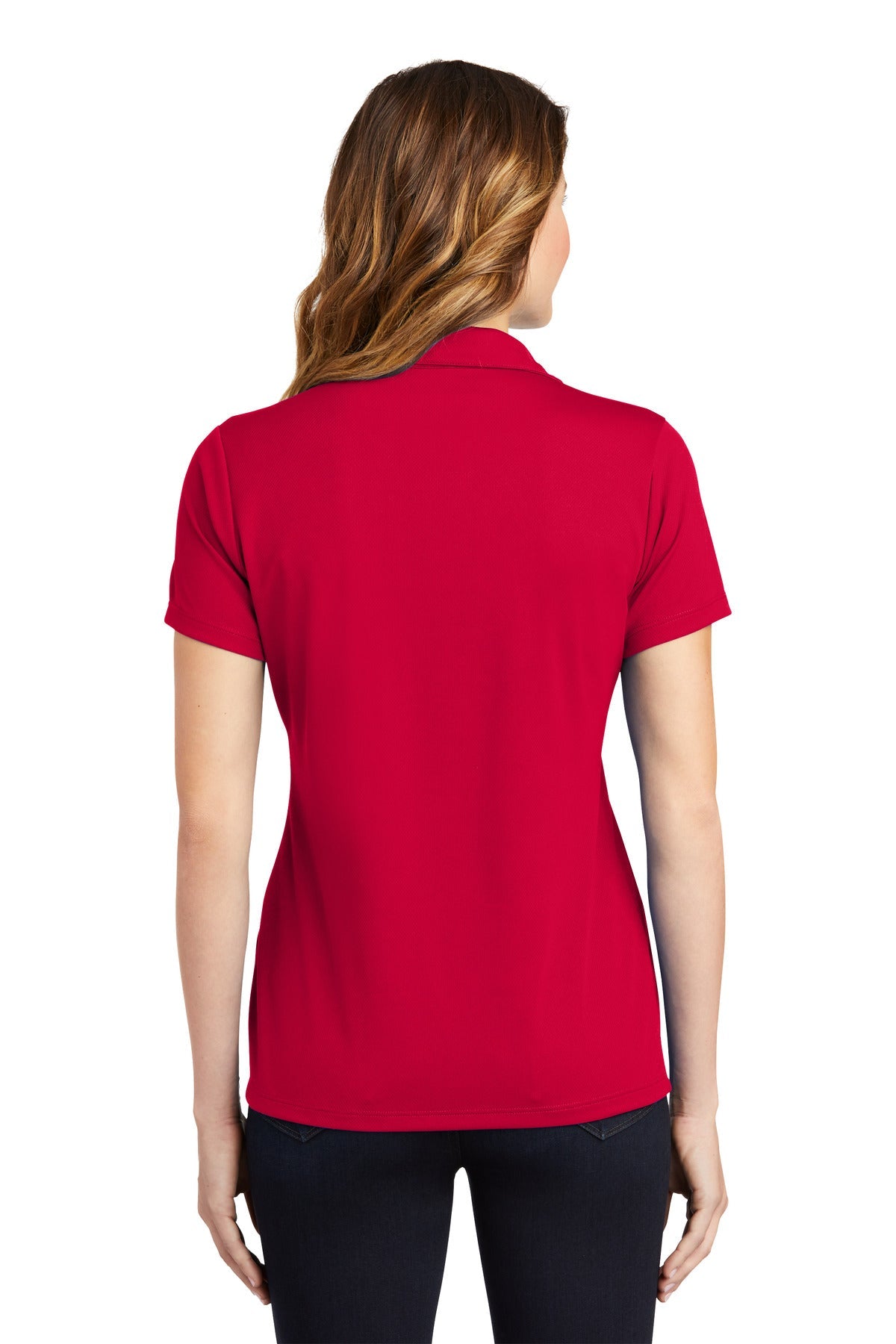 DeepRed Sport-Tek Women's PosiCharge RacerMesh Polo. LST640