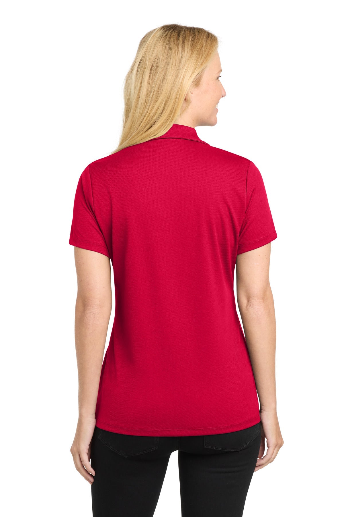 DeepRed Sport-Tek Women's PosiCharge RacerMesh Polo. LST640