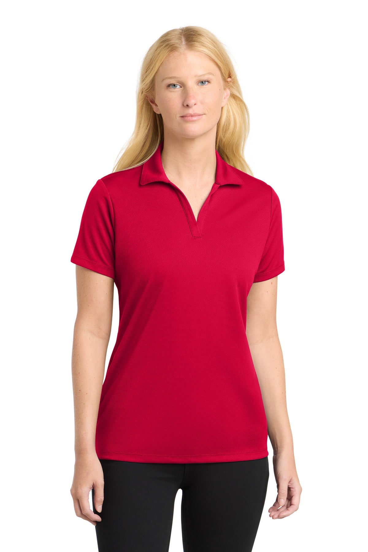 DeepRed Sport-Tek Women's PosiCharge RacerMesh Polo. LST640