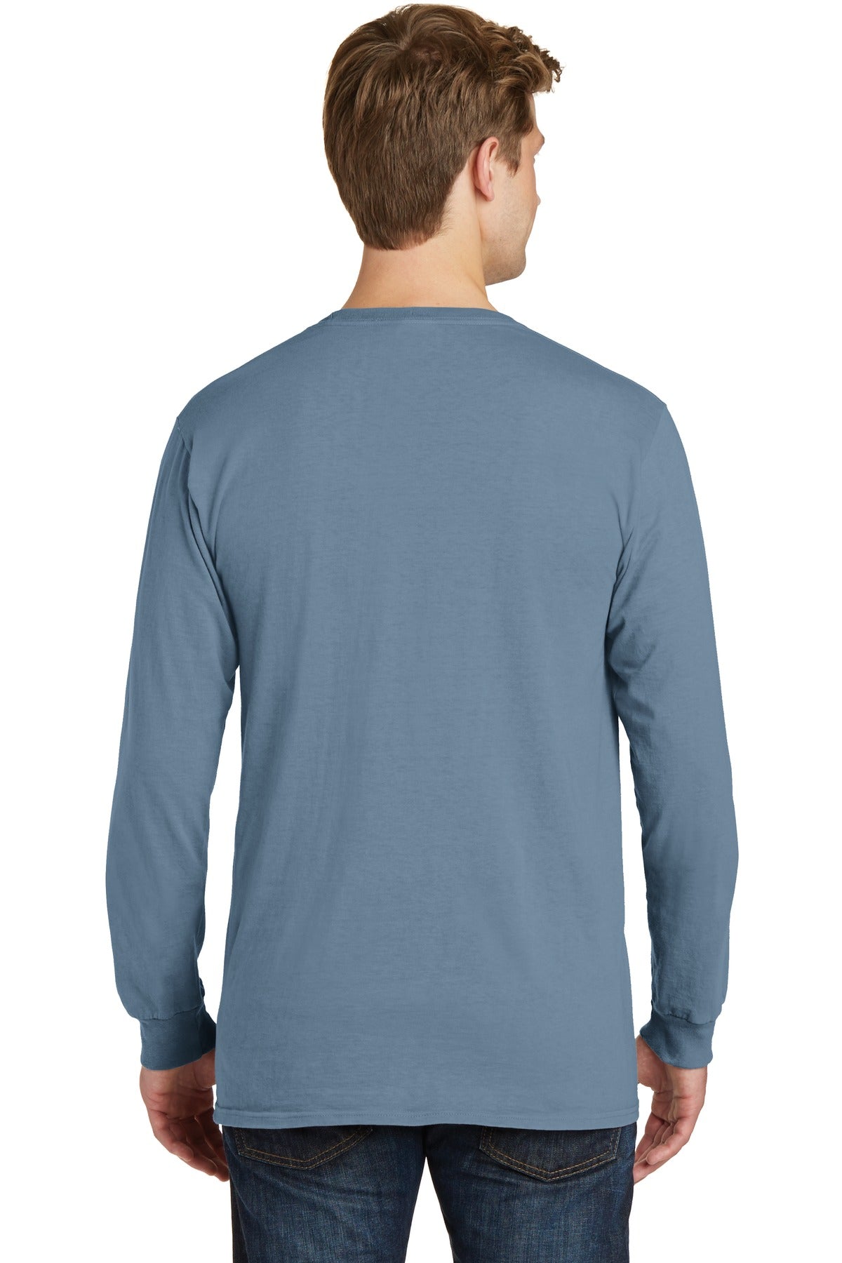 Denim Blue Port & Co Beach Wash Garment-Dyed Long Sleeve Tee PC099LS