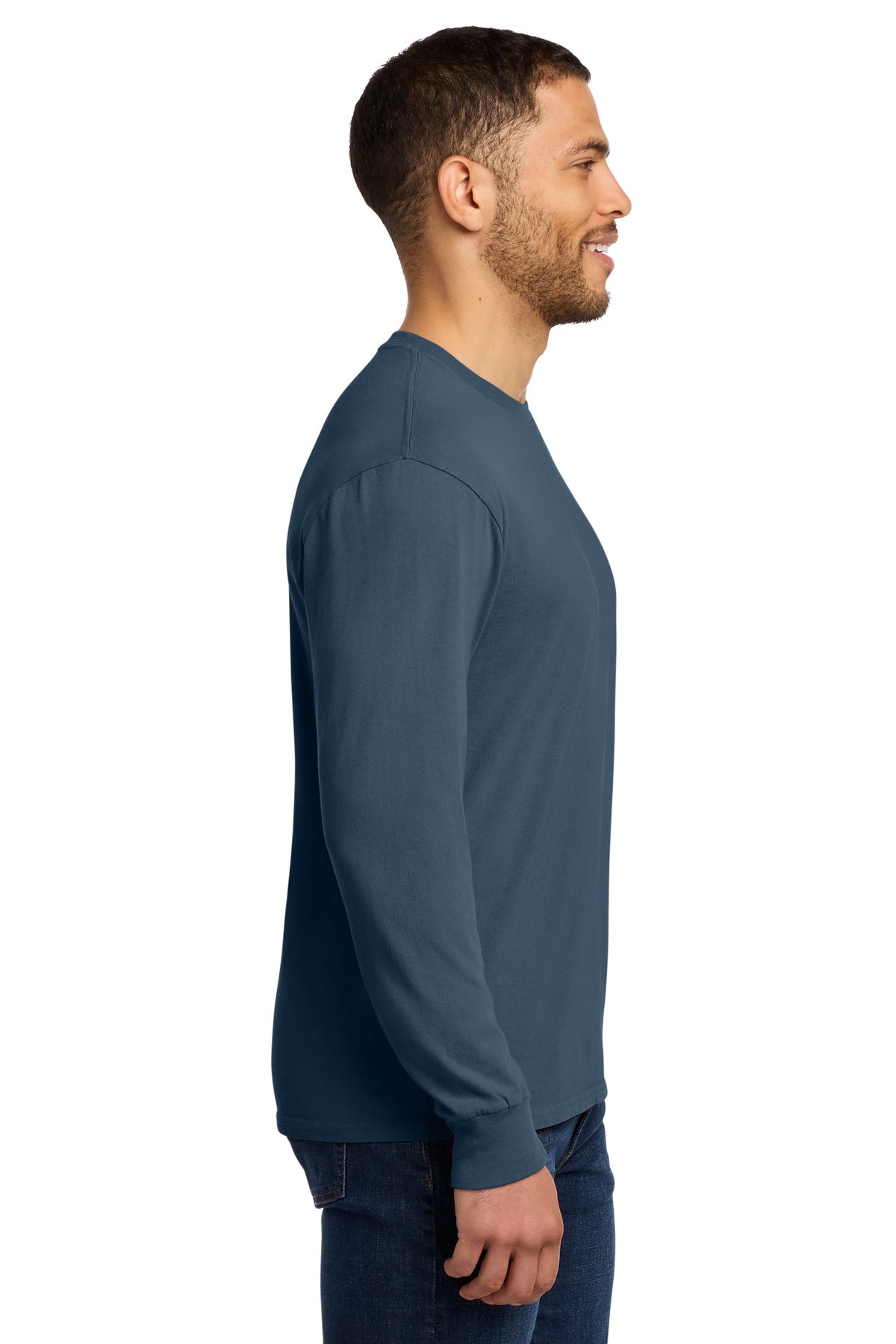Denim Blue Port & Co Beach Wash Garment-Dyed Long Sleeve Tee PC099LS
