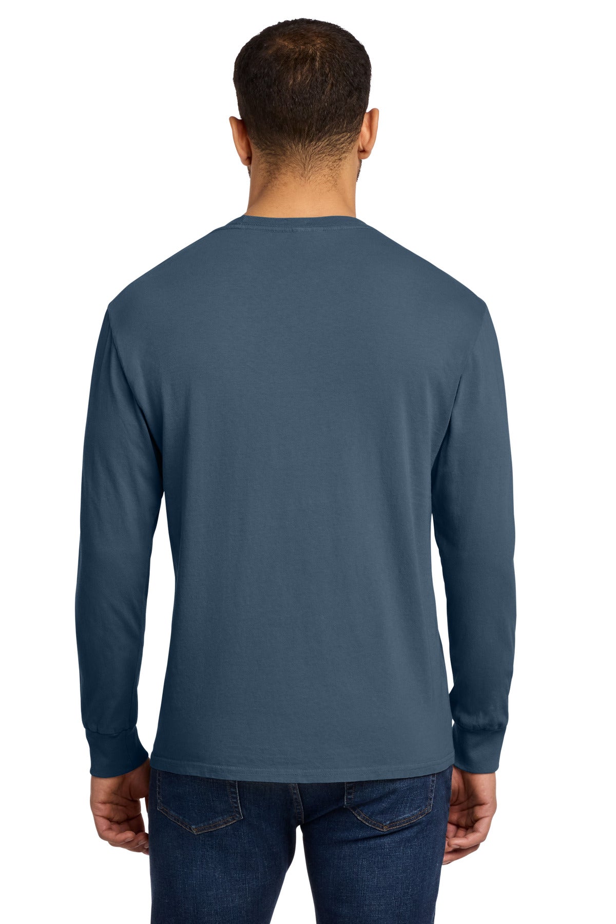 Denim Blue Port & Co Beach Wash Garment-Dyed Long Sleeve Tee PC099LS