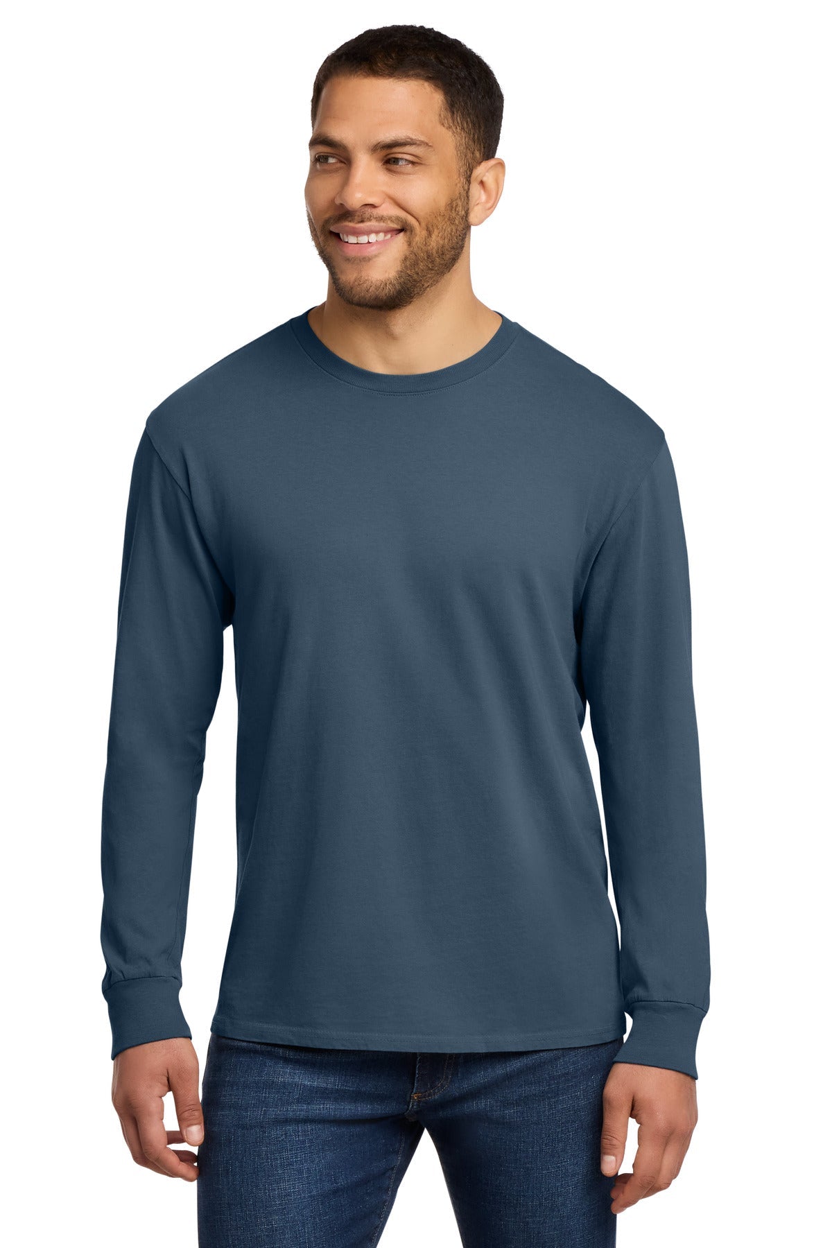 Denim Blue Port & Co Beach Wash Garment-Dyed Long Sleeve Tee PC099LS