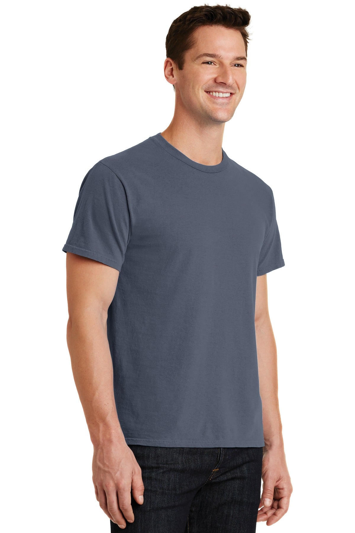 Denim Blue Port & Co Beach Wash Garment-Dyed Tee. PC099