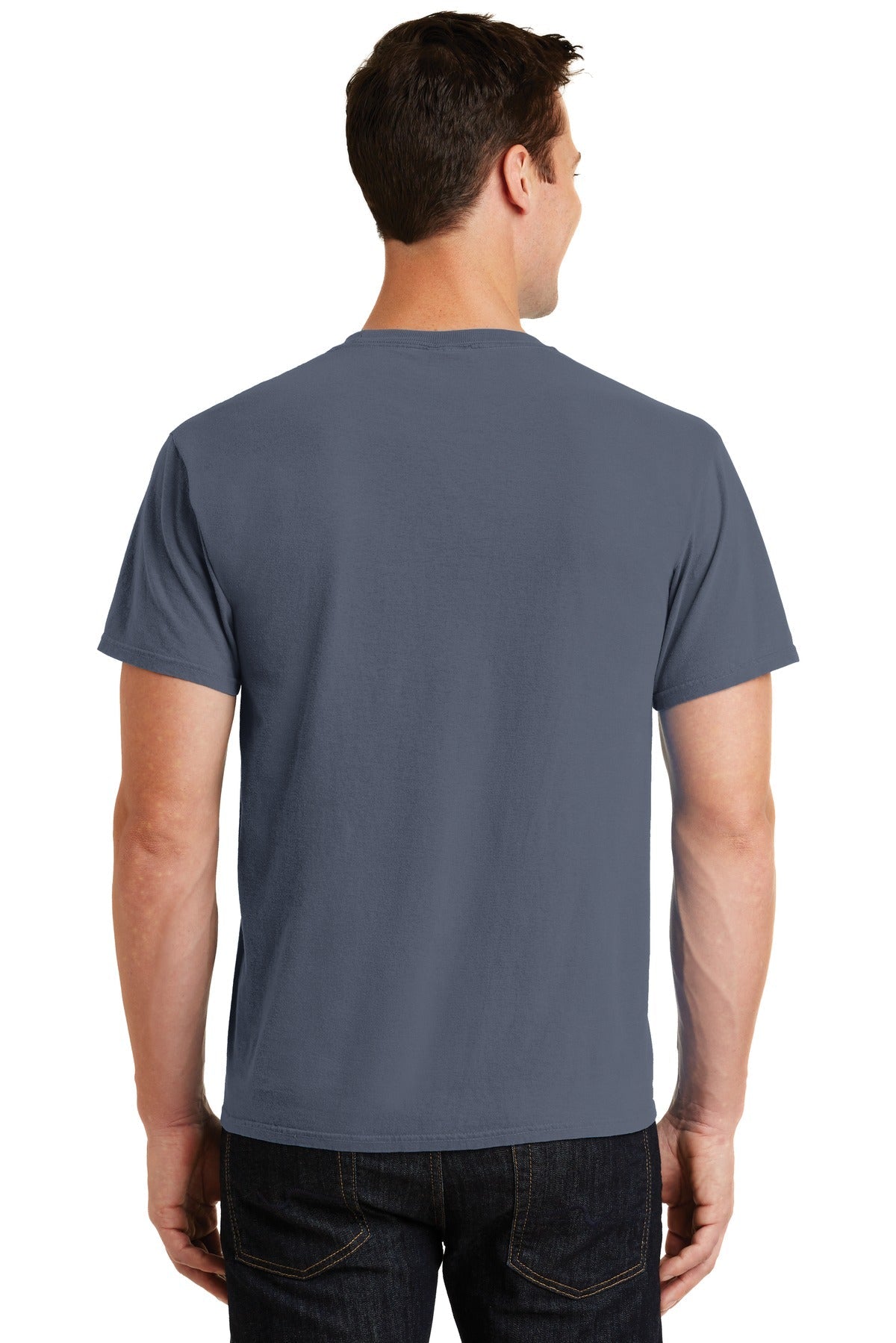 Denim Blue Port & Co Beach Wash Garment-Dyed Tee. PC099
