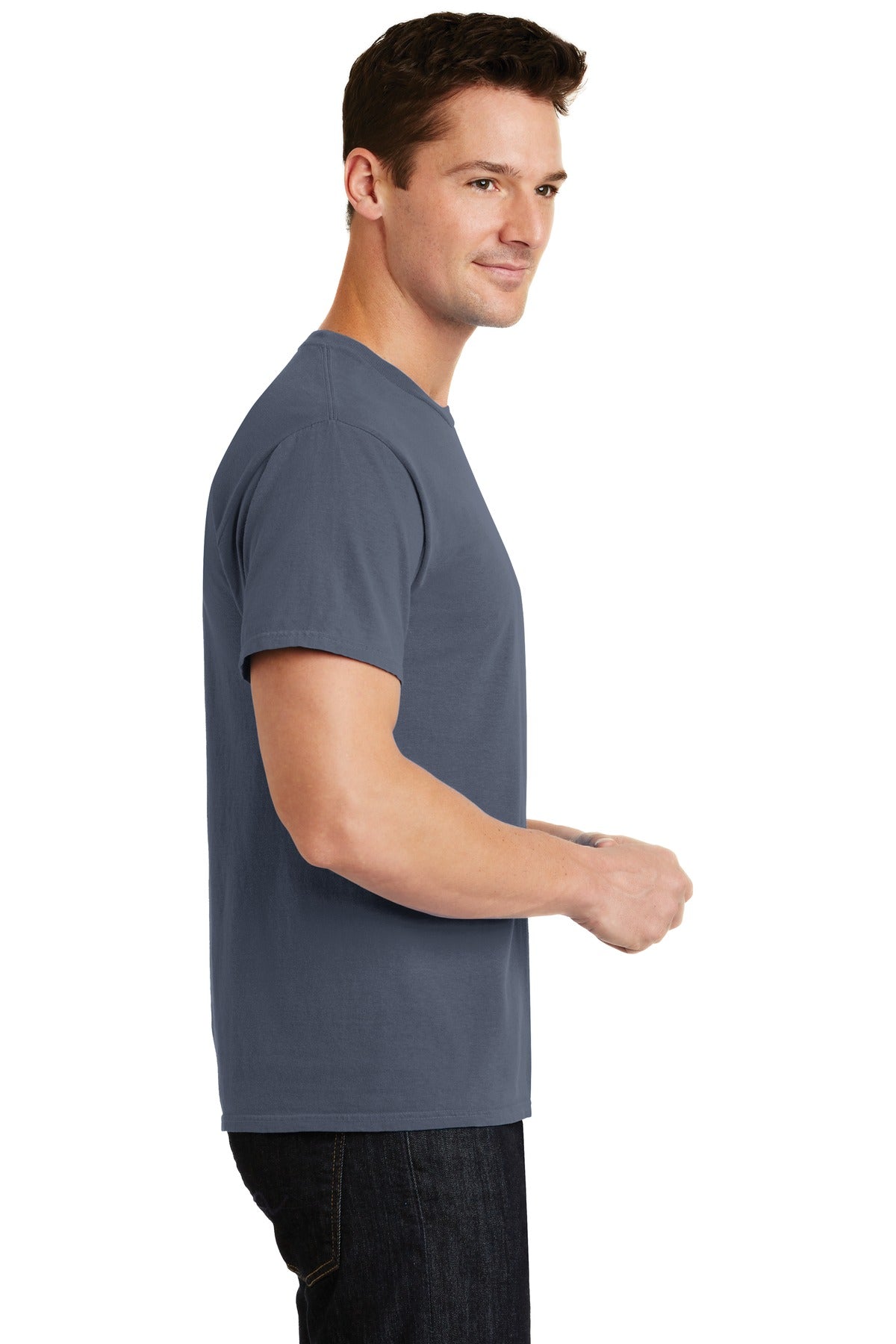 Denim Blue Port & Co Beach Wash Garment-Dyed Tee. PC099