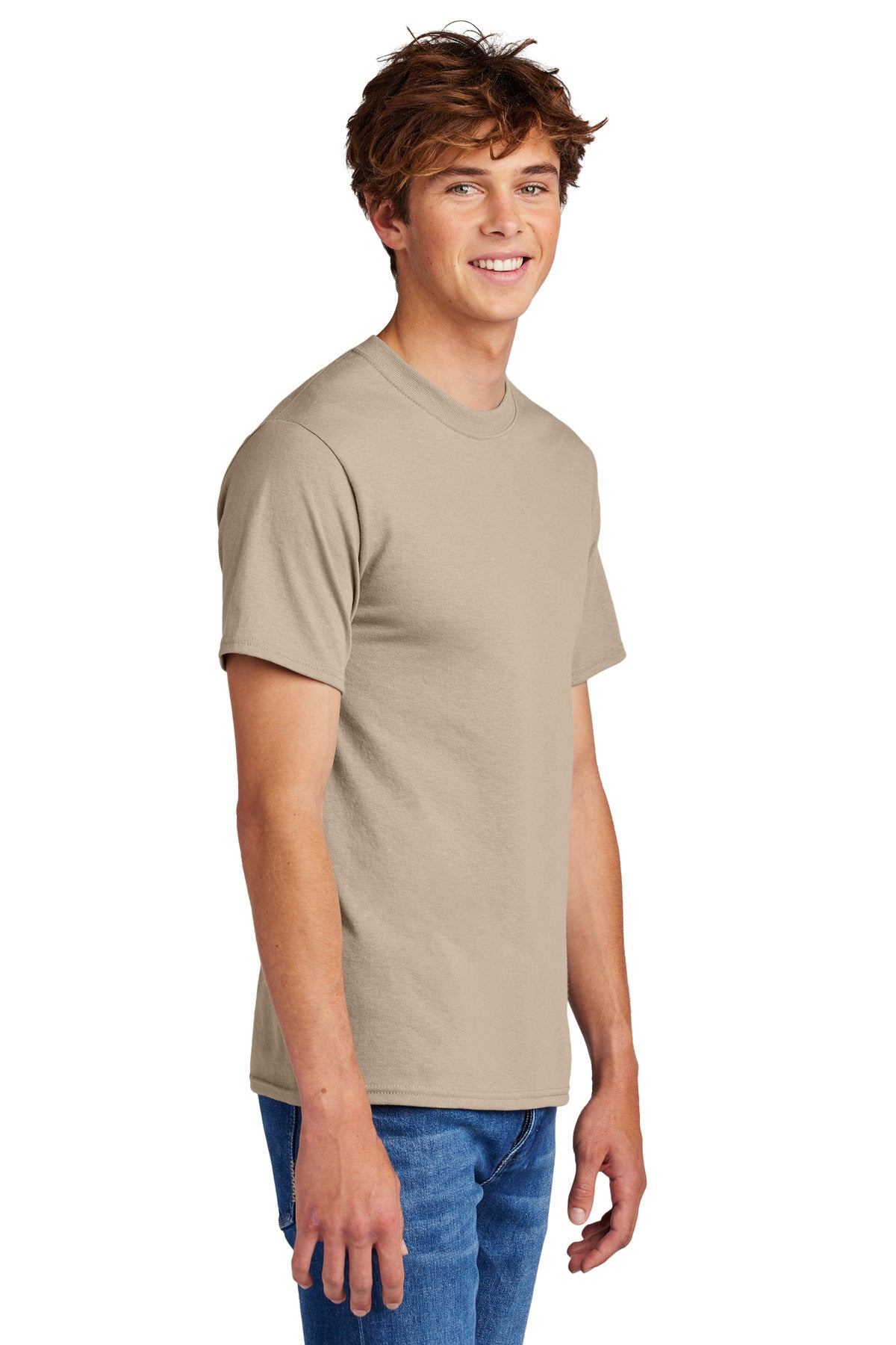 Desert Sand Port & Co Core Blend Tee. PC55