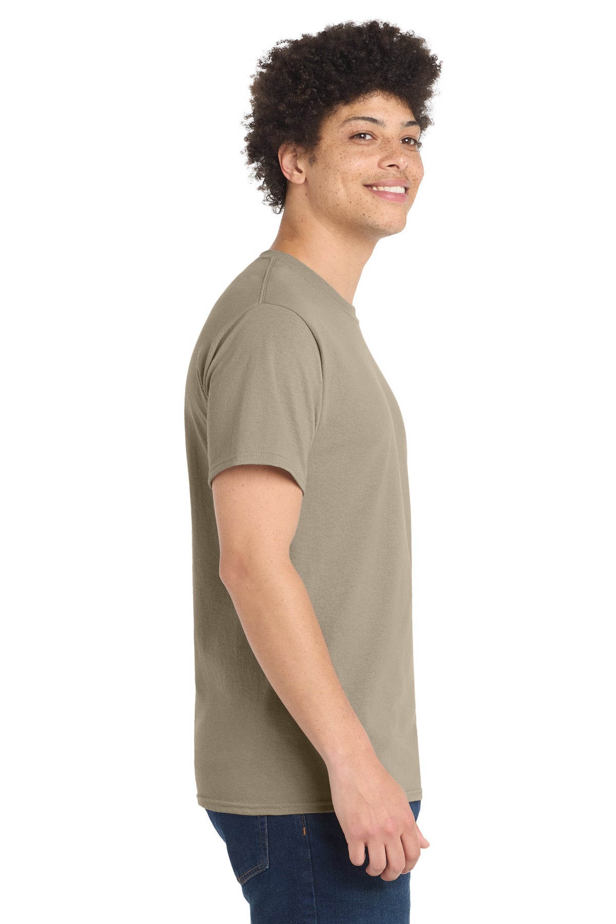 Desert Sand Port & Co Tall Core Blend Tee. PC55T