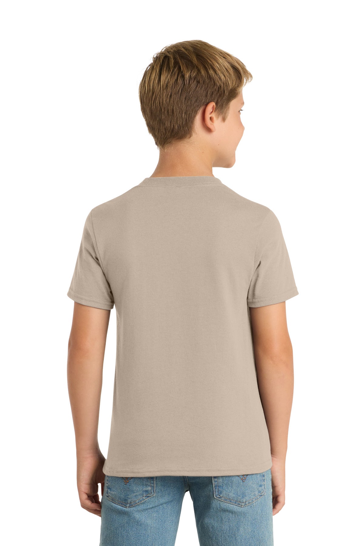 Desert Sand Port & Co Youth Core Blend Tee. PC55Y