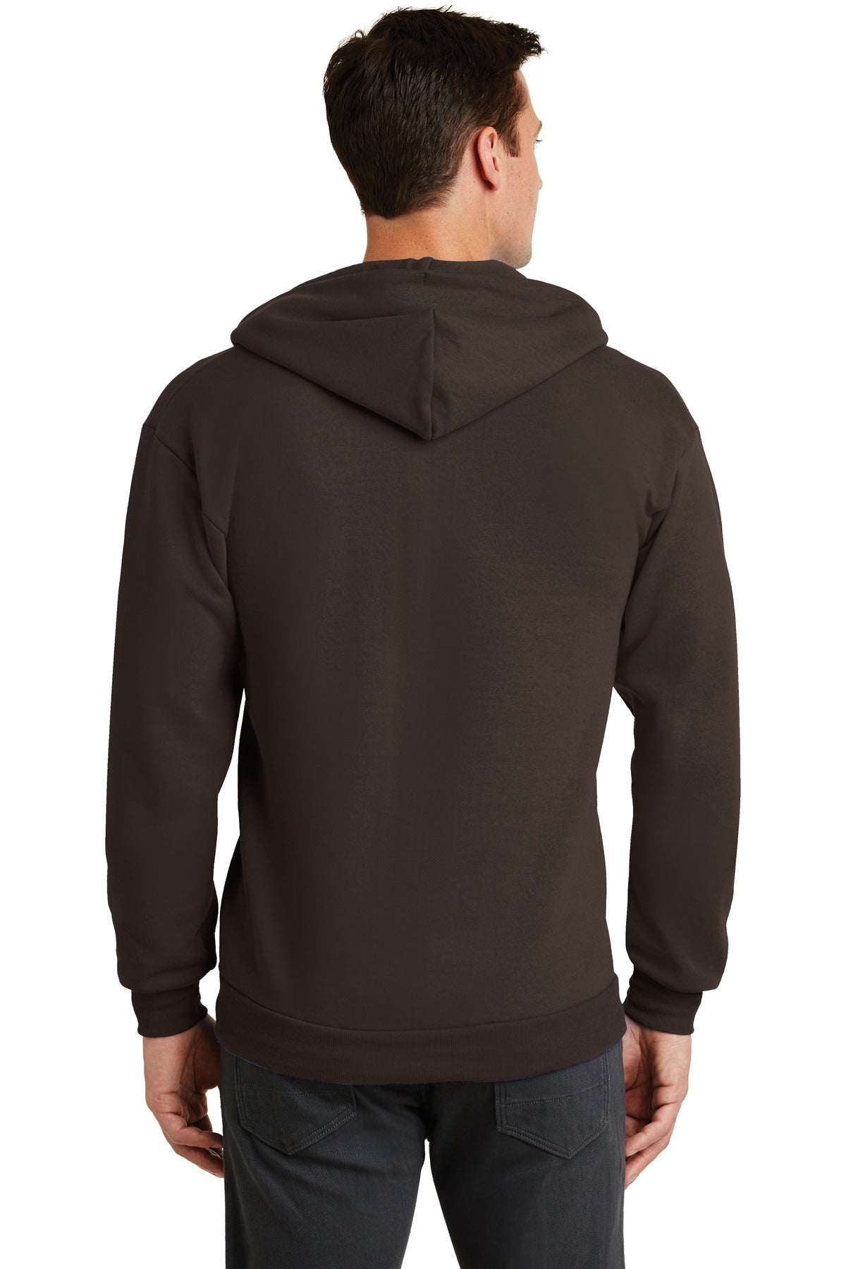 Dk Choc Brown Port & Co Core Fleece Full-Zip Hooded Sweatshirt. PC78ZH