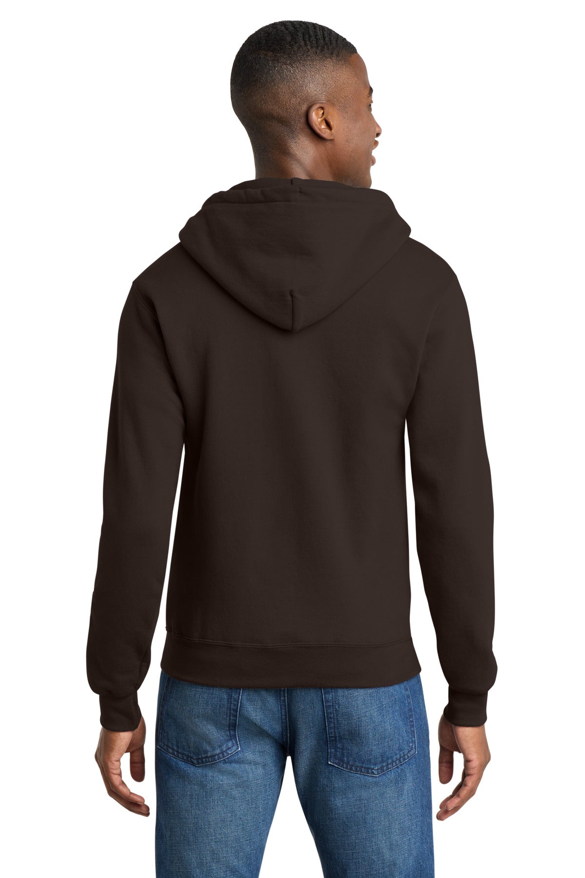 Dk Choc Brown Port & Co Core Fleece Full-Zip Hooded Sweatshirt. PC78ZH