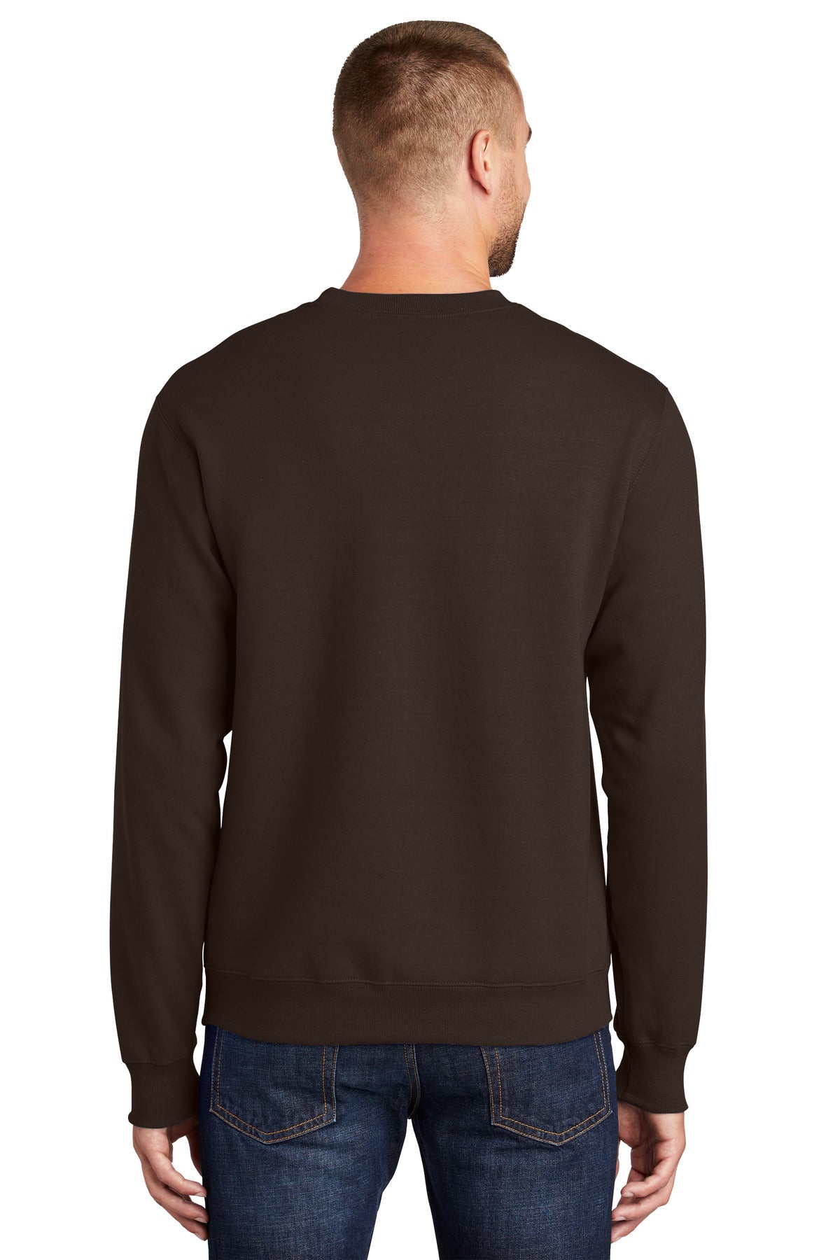 Dk Choc Brown Port & Co Essential Fleece Crewneck Sweatshirt. PC90