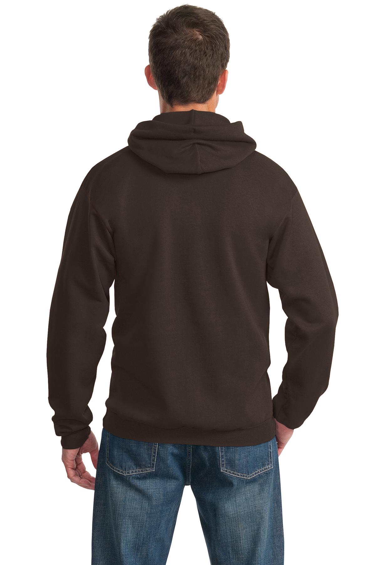 Dk Choc Brown Port & Co Essential Fleece Pullover Hooded Sweatshirt. PC90H