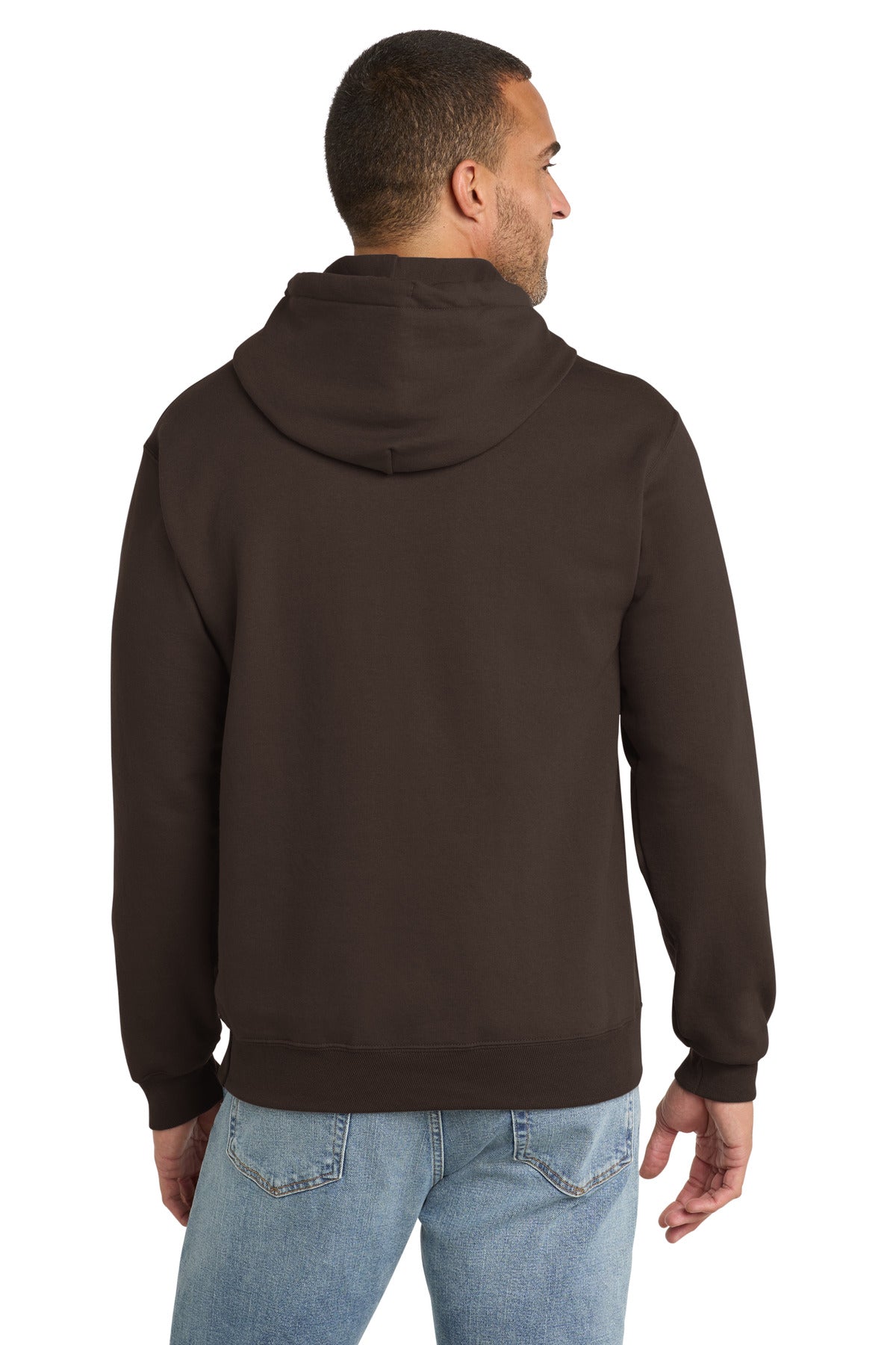 Dk Choc Brown Port & Co Essential Fleece Pullover Hooded Sweatshirt. PC90H