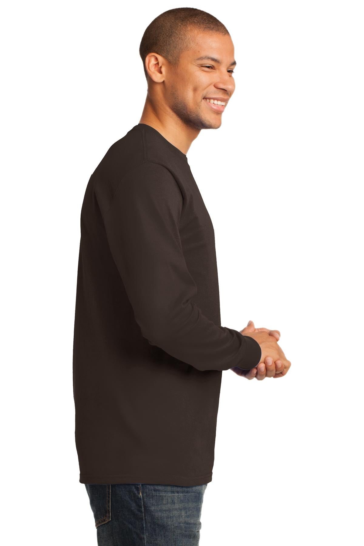 Dk Choc Brown Port & Co Long Sleeve Essential Tee. PC61LS