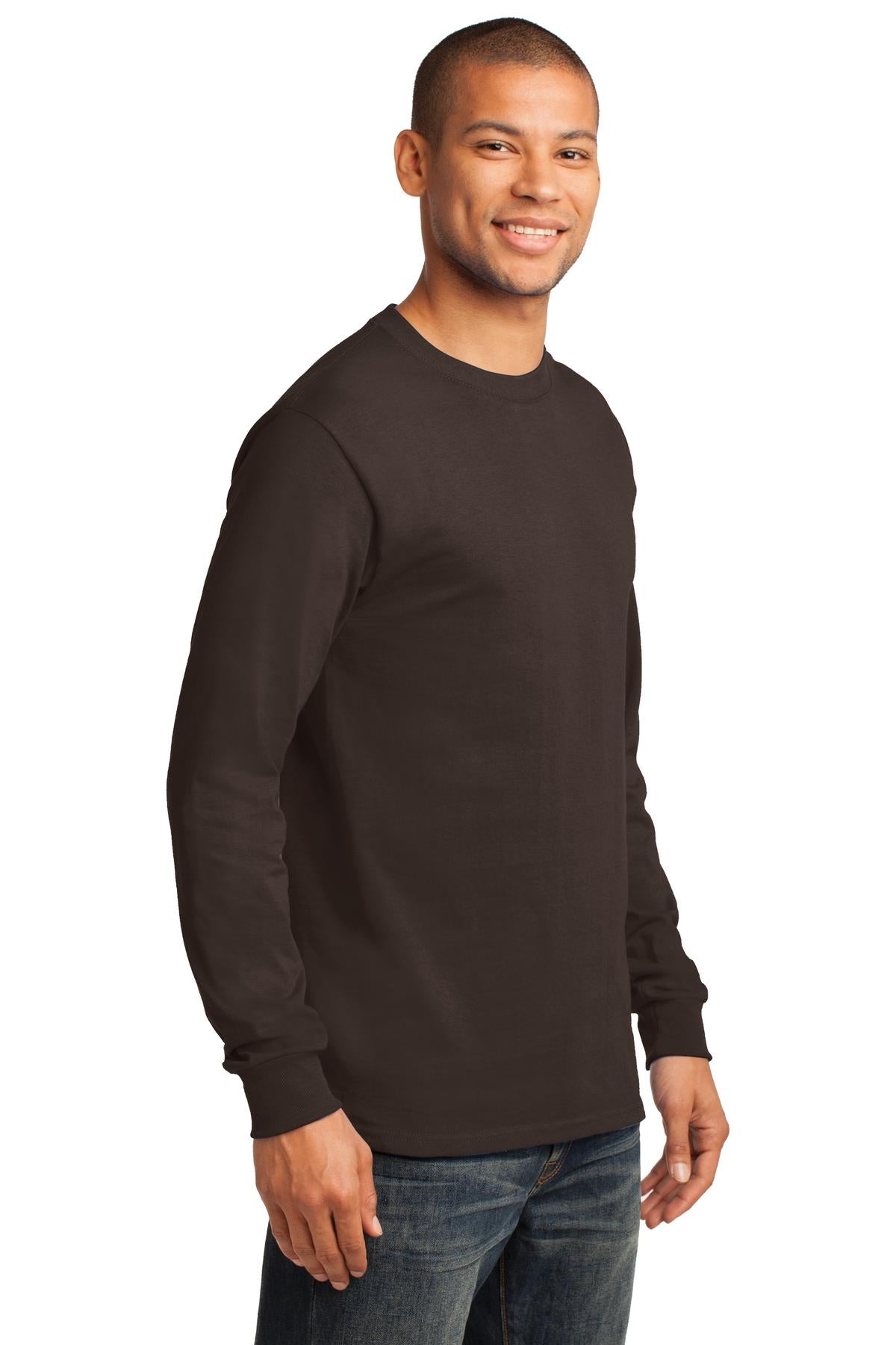 Dk Choc Brown Port & Co Long Sleeve Essential Tee. PC61LS