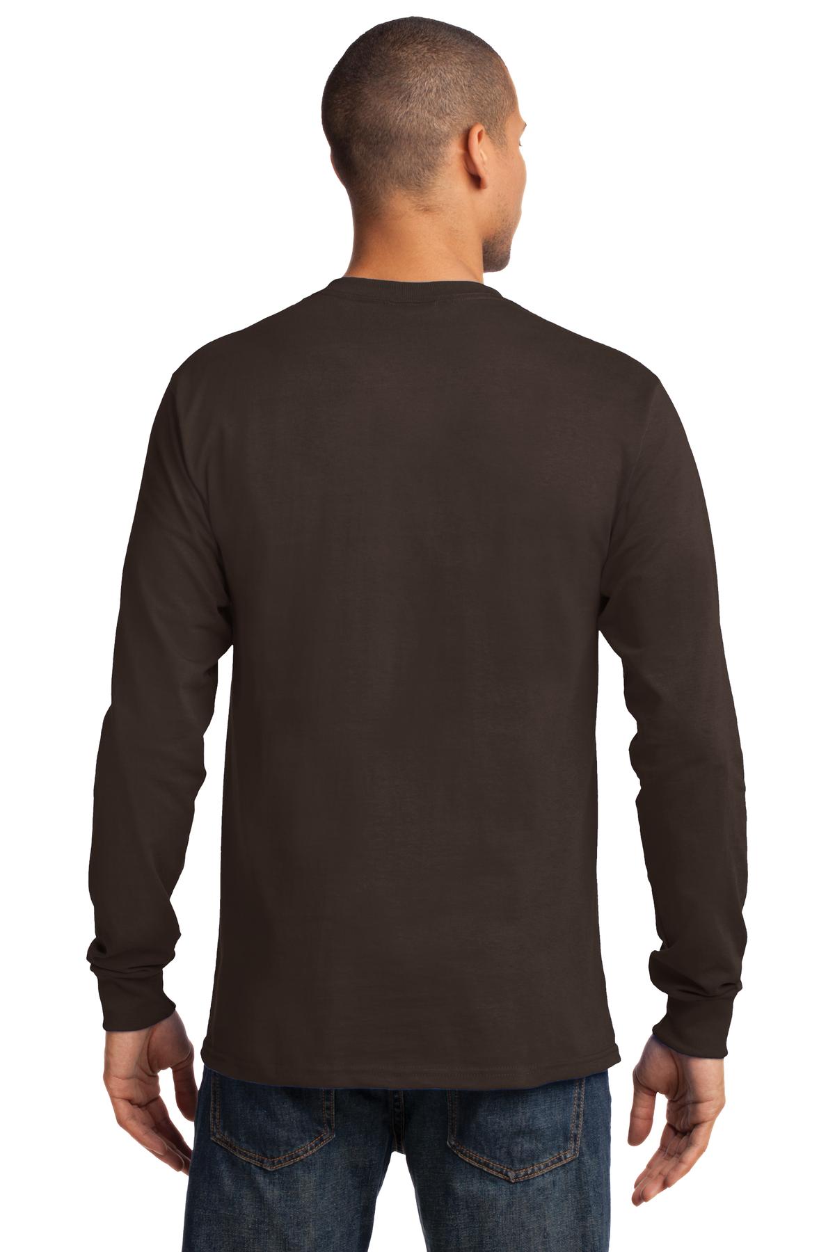 Dk Choc Brown Port & Co Long Sleeve Essential Tee. PC61LS