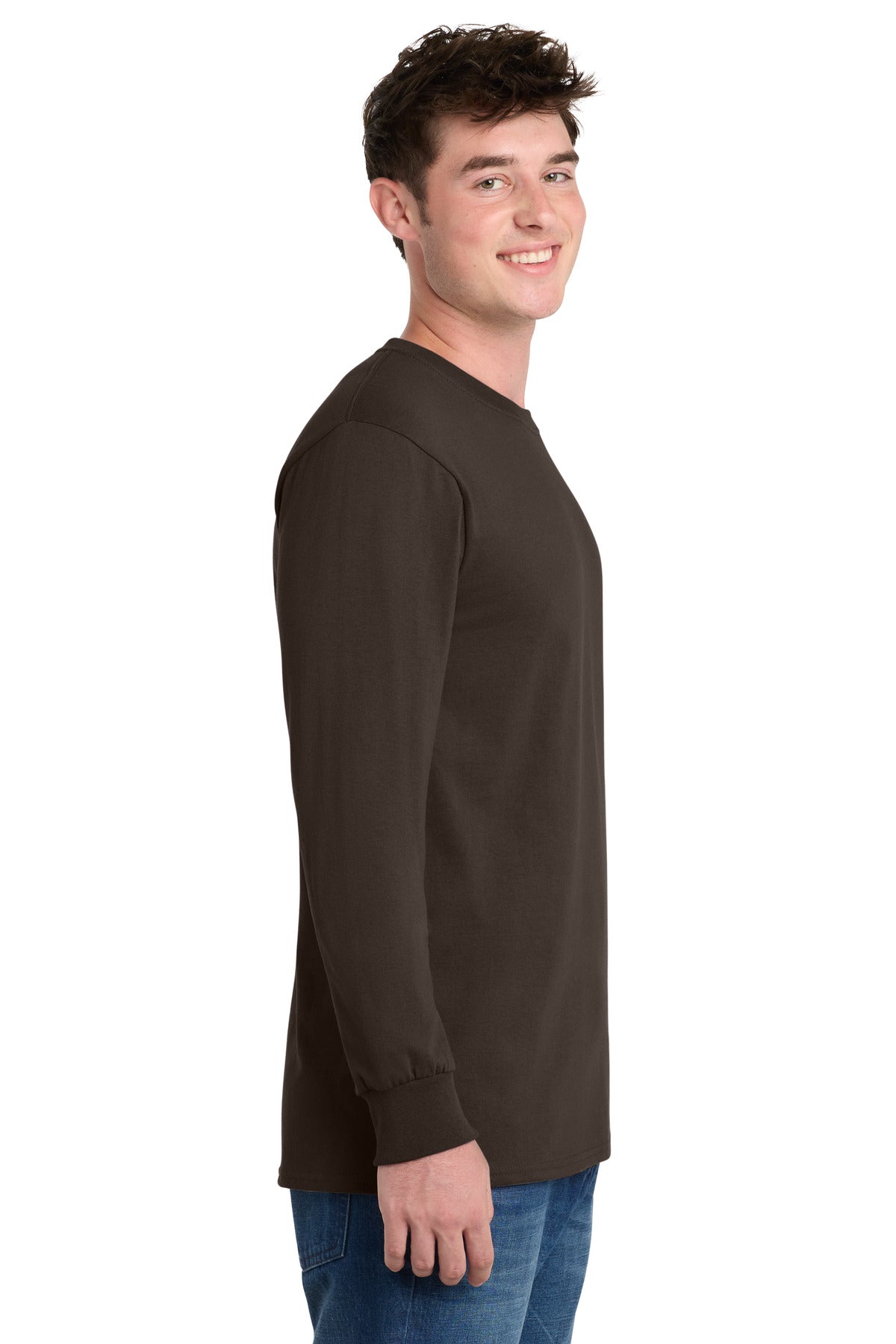 Dk Choc Brown Port & Co Long Sleeve Essential Tee. PC61LS