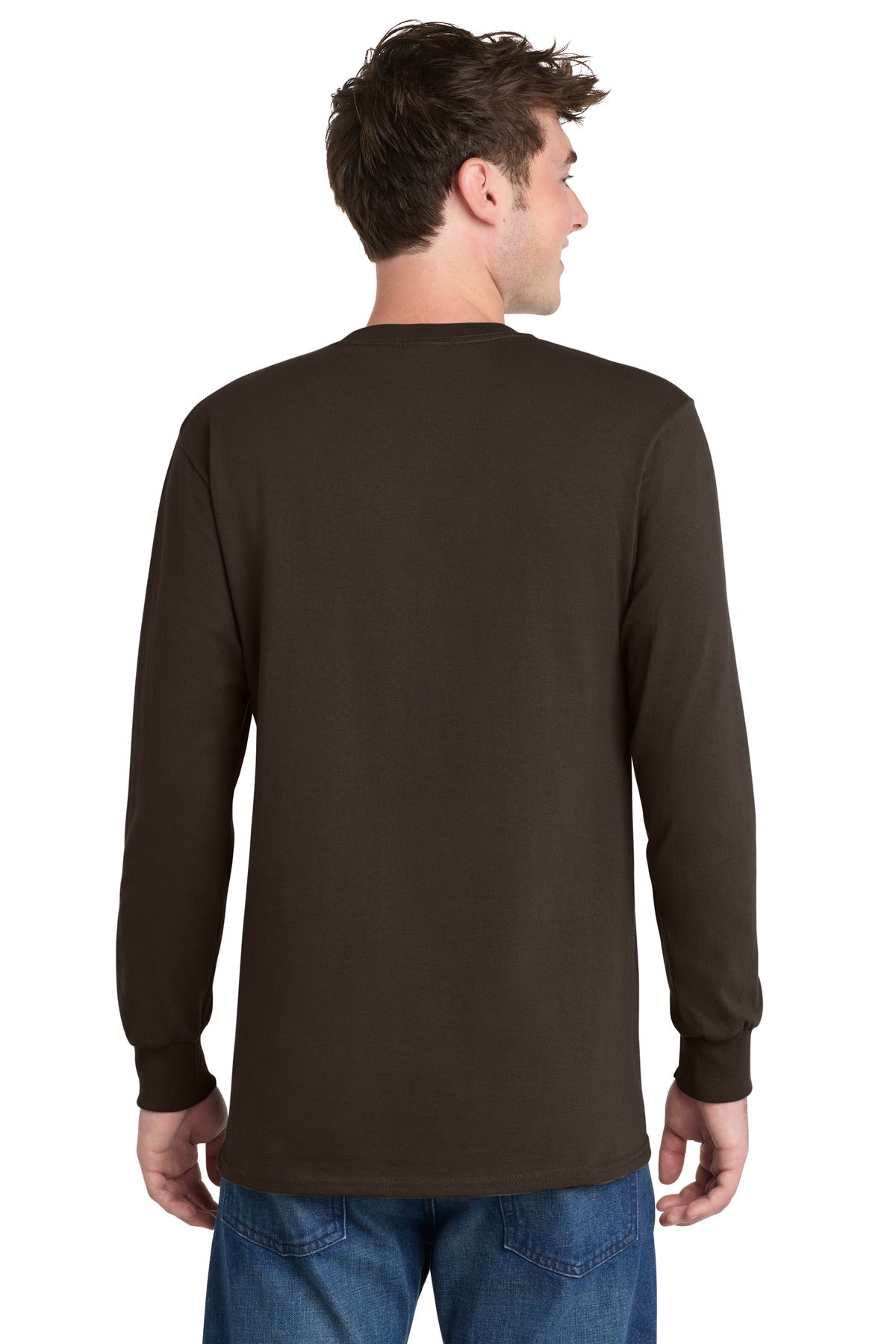 Dk Choc Brown Port & Co Long Sleeve Essential Tee. PC61LS