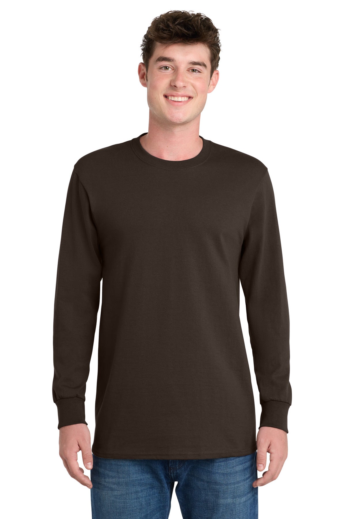 Dk Choc Brown Port & Co Long Sleeve Essential Tee. PC61LS