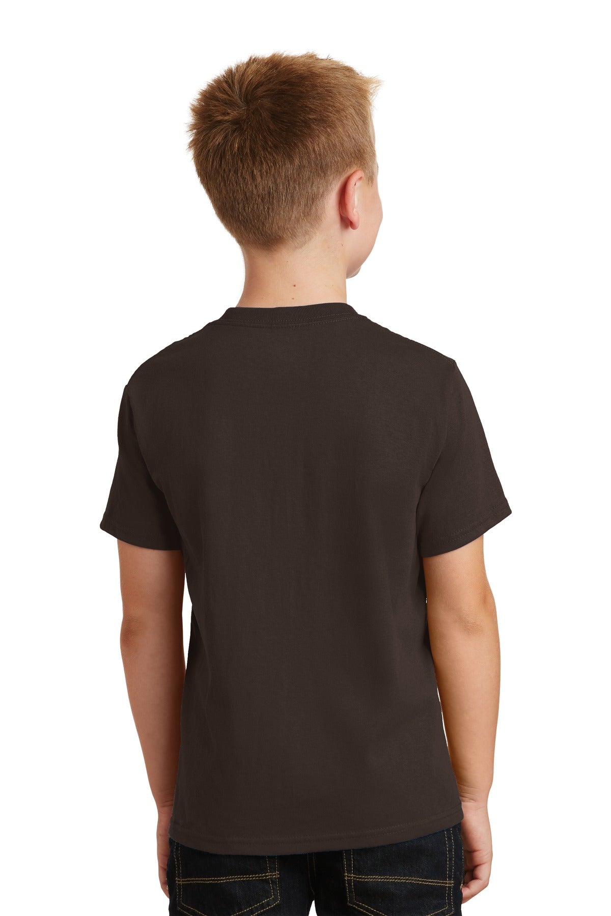 Dk Choc Brown Port & Co Youth Core Cotton Tee. PC54Y