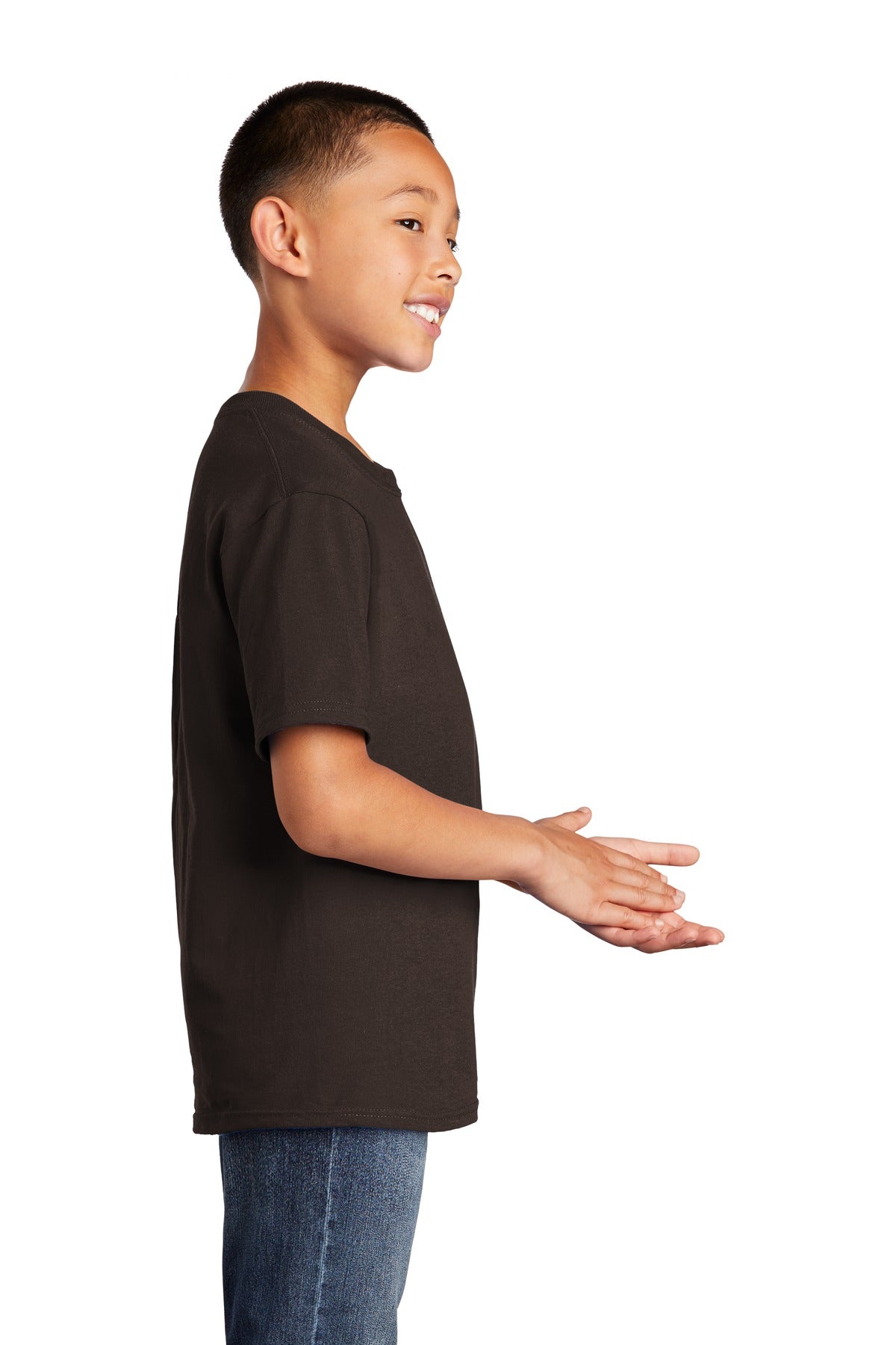 Dk Choc Brown Port & Co Youth Core Cotton Tee. PC54Y