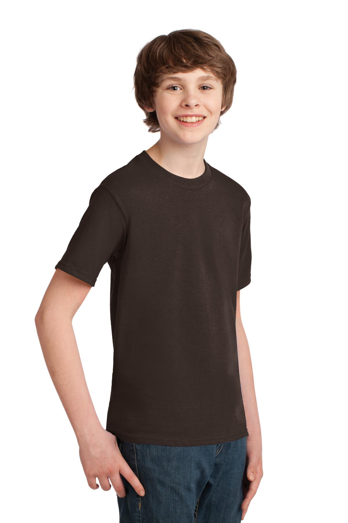 Dk Choc Brown Port & Co Youth Essential Tee. PC61Y