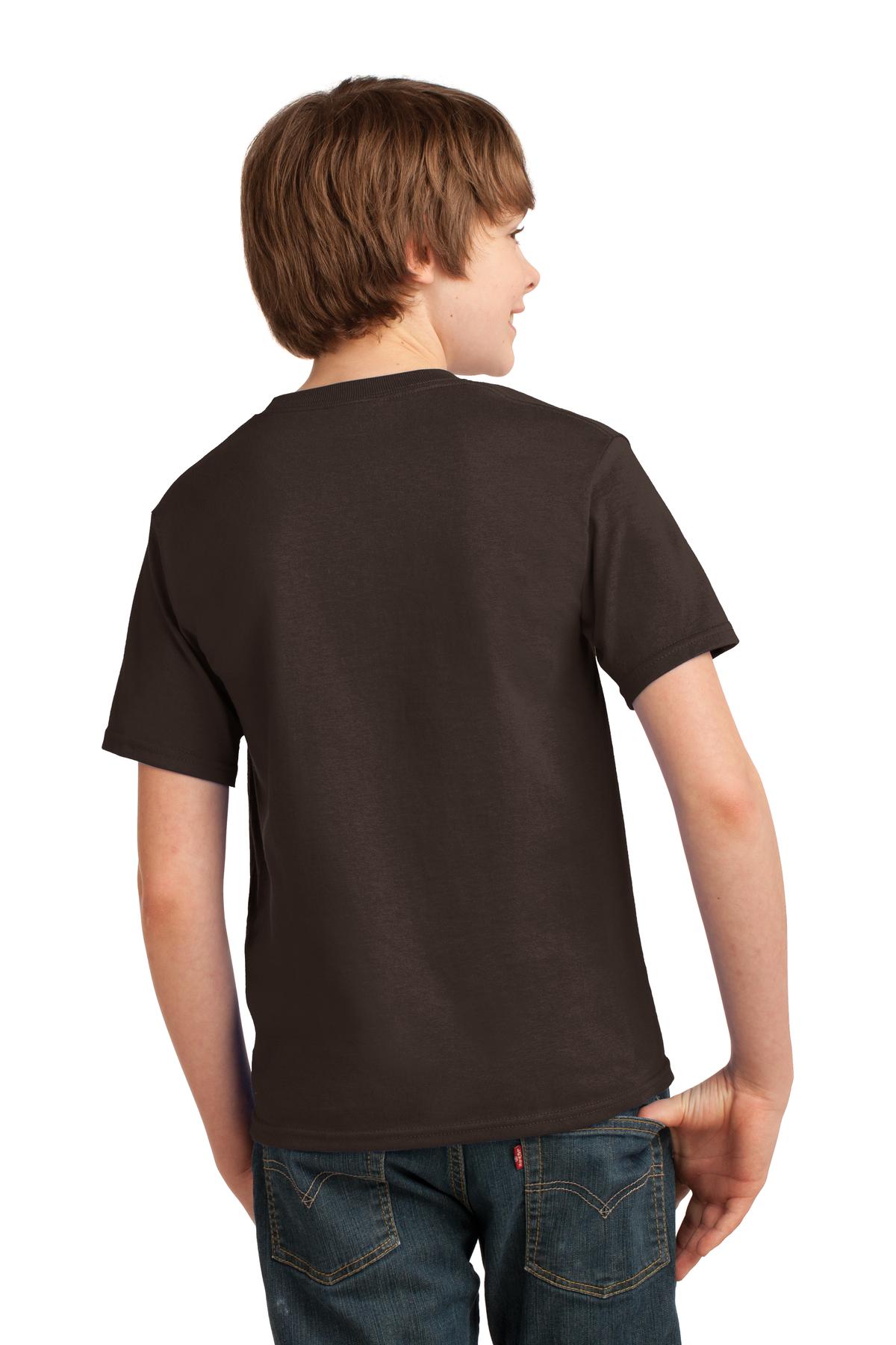 Dk Choc Brown Port & Co Youth Essential Tee. PC61Y