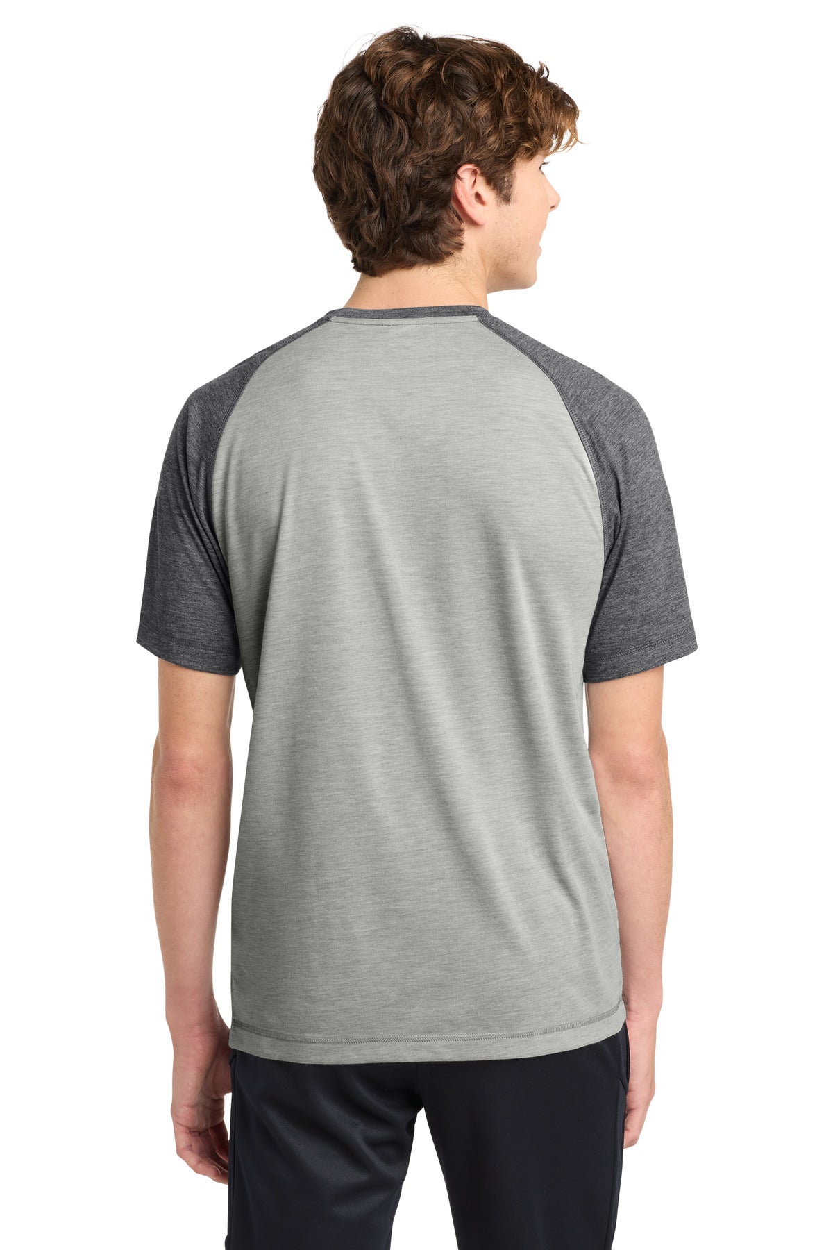 Dk Gry He/LGH Sport-Tek PosiCharge Tri-Blend Wicking Raglan Tee. ST400