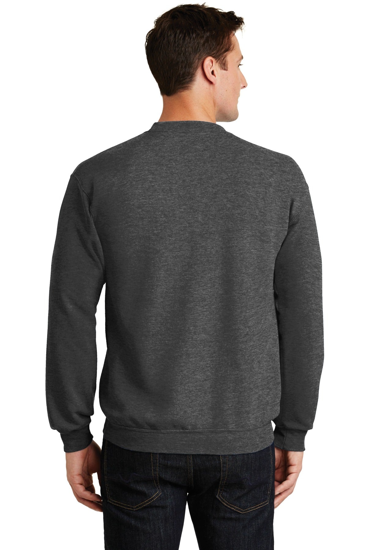 Dk Hthr Grey Port & Co Core Fleece Crewneck Sweatshirt. PC78