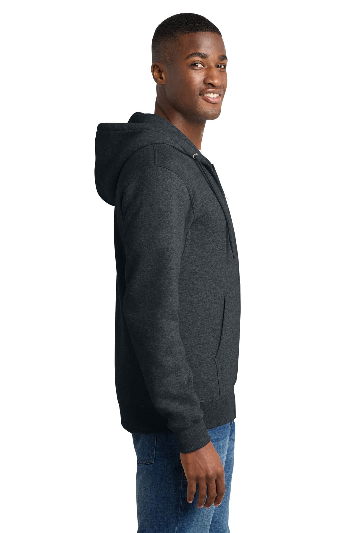 Dk Hthr Grey Port & Co Core Fleece Full-Zip Hooded Sweatshirt. PC78ZH