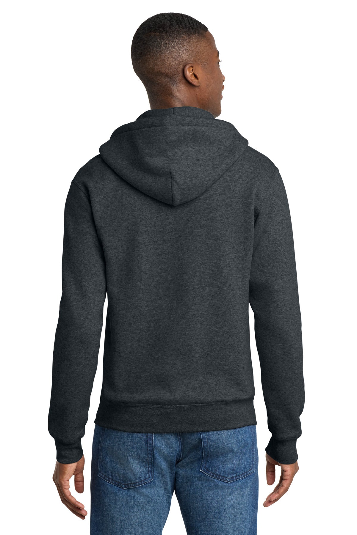 Dk Hthr Grey Port & Co Core Fleece Full-Zip Hooded Sweatshirt. PC78ZH