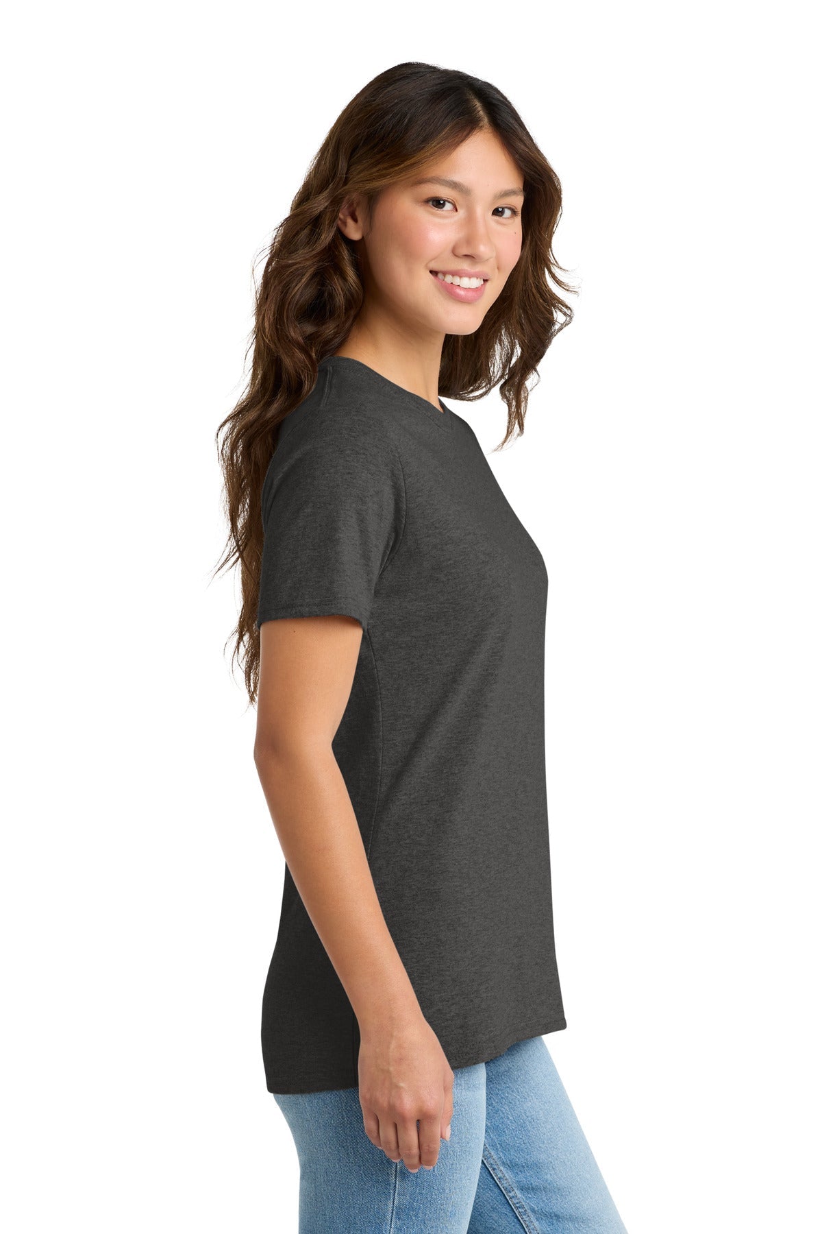 Dk Hthr Grey Port & Co Women's Core Cotton Tee. LPC54