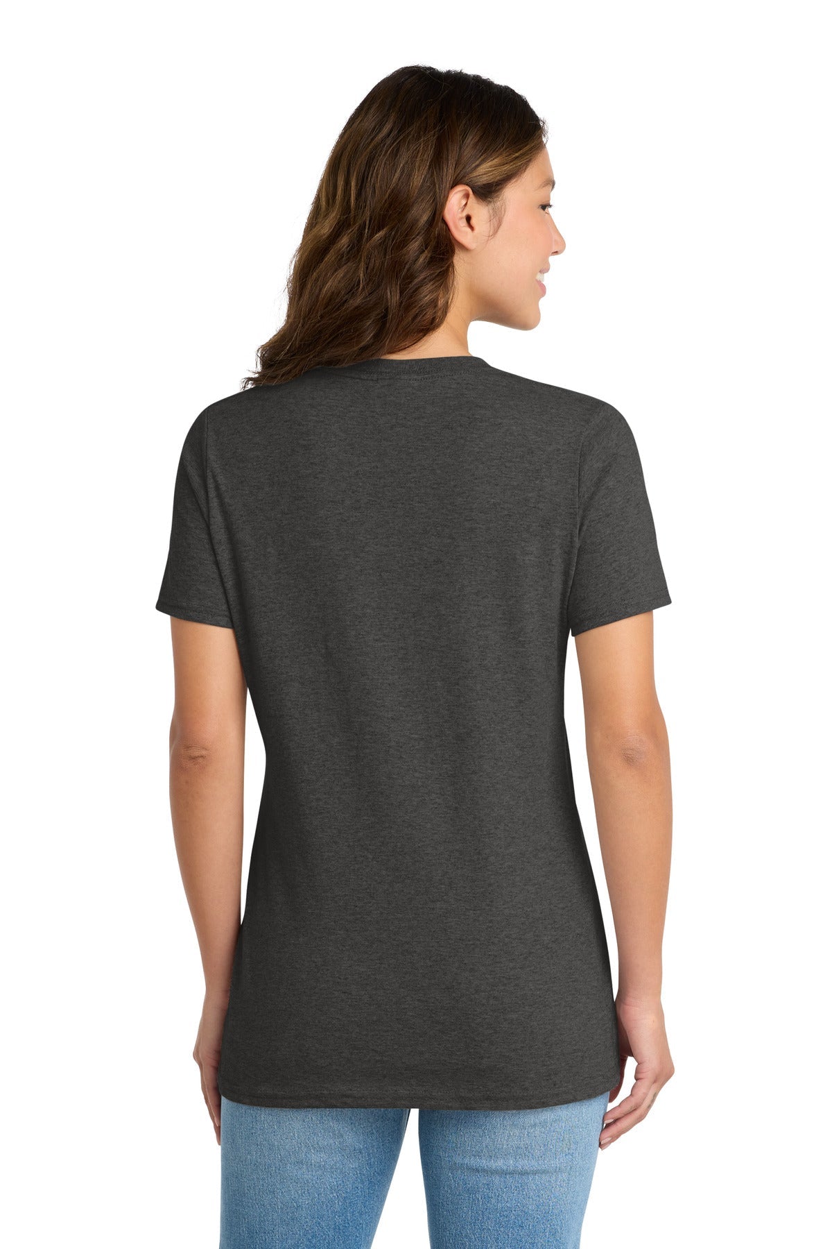 Dk Hthr Grey Port & Co Women's Core Cotton Tee. LPC54