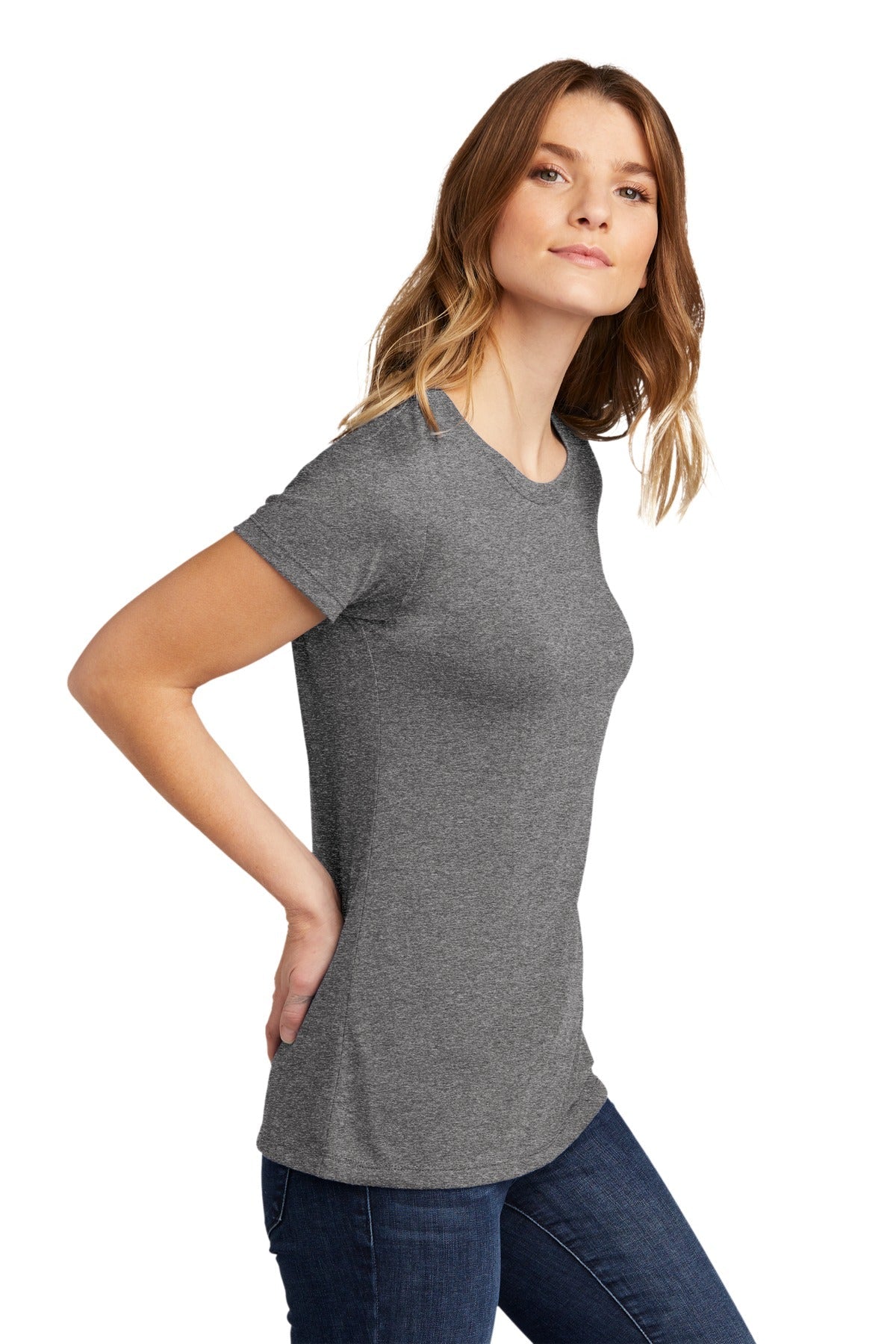 DkHtGray Next Level Apparel Women's CVC Tee. NL6610