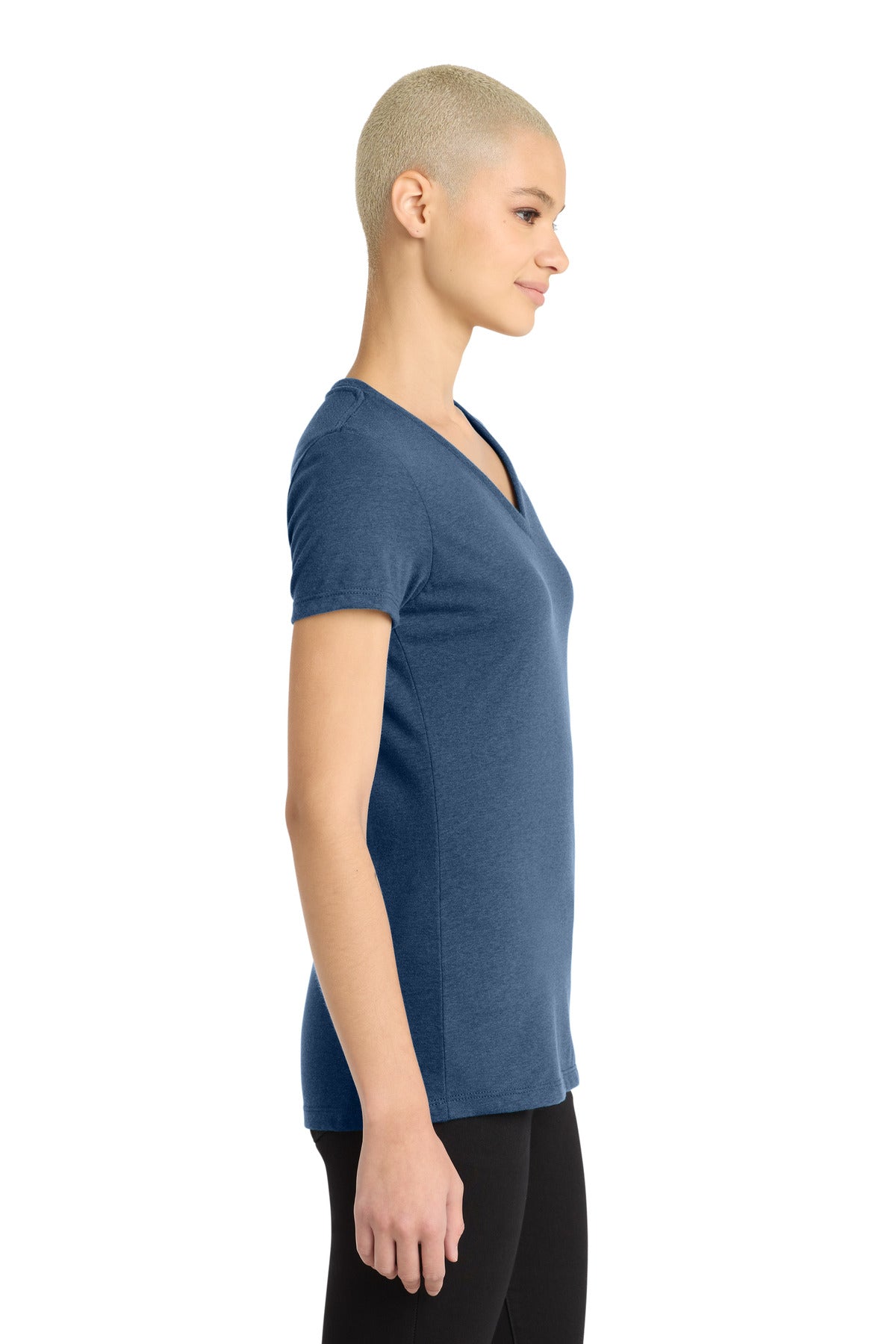 Dp Royal Fleck District Women's Perfect Blend CVC V-Neck Tee. DM1190L